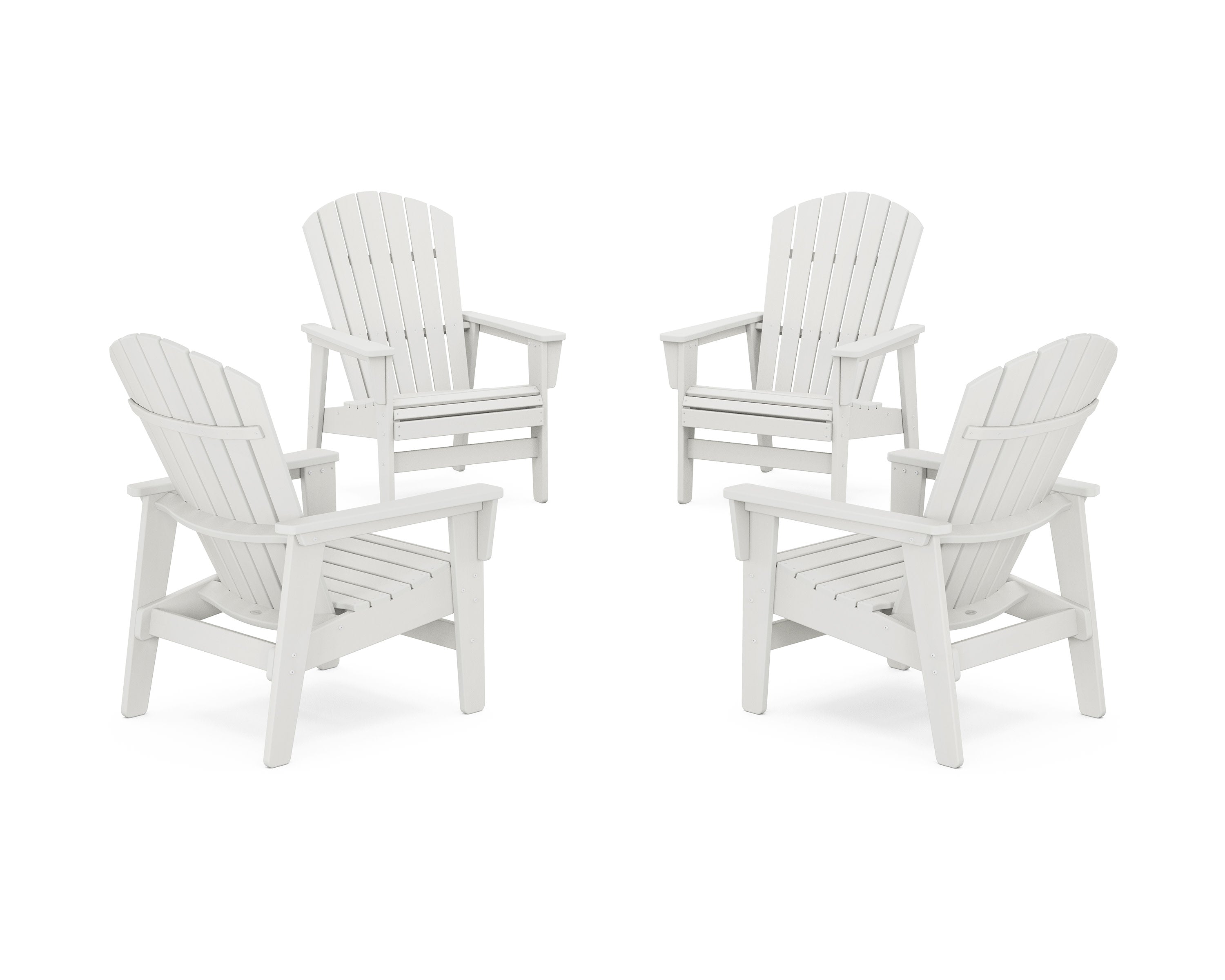 4-Piece Nautical Grand Upright Adirondack Chair Conversation Set in Vintage White
