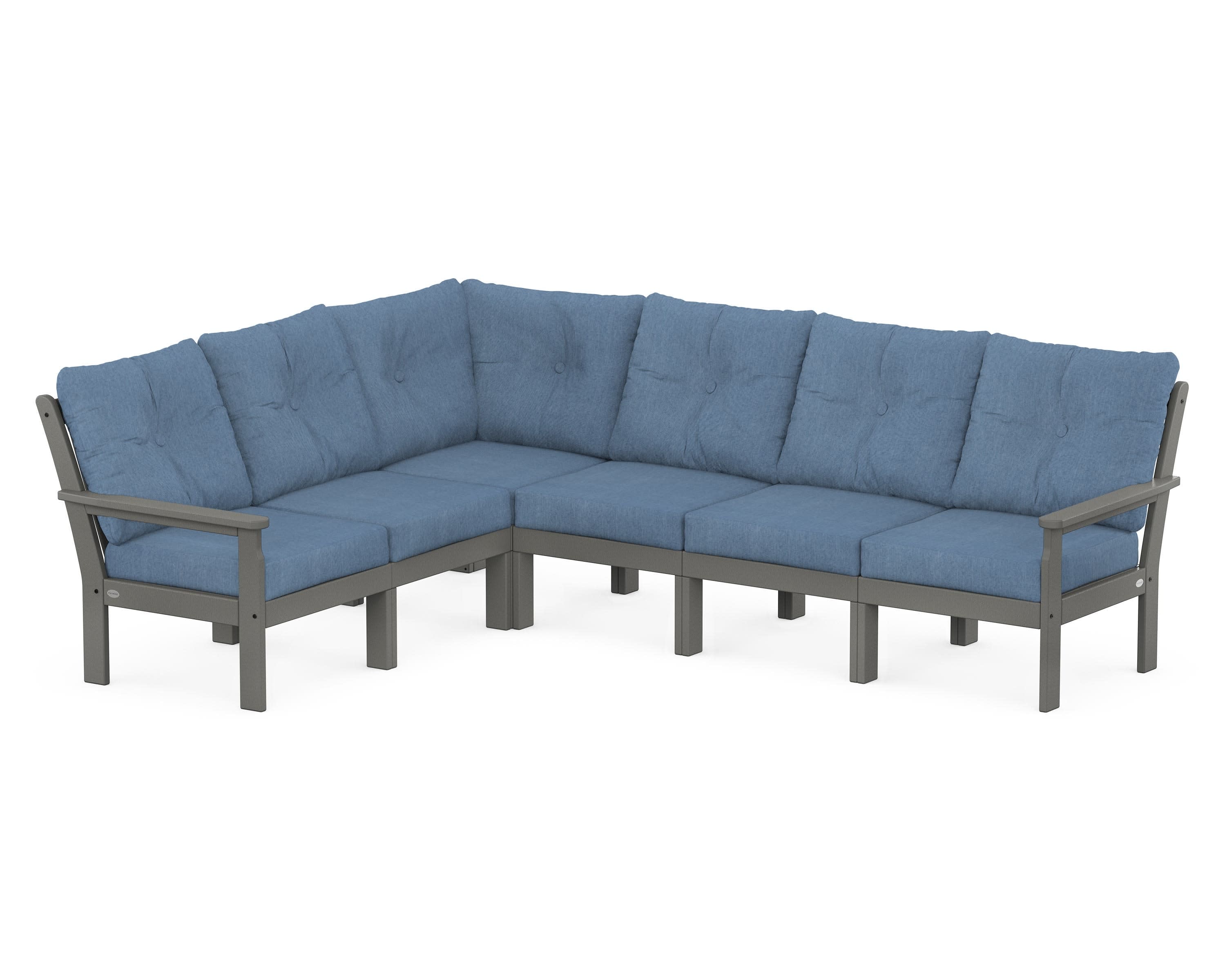 Vineyard 6-Piece Sectional in Slate Grey / Sky Blue