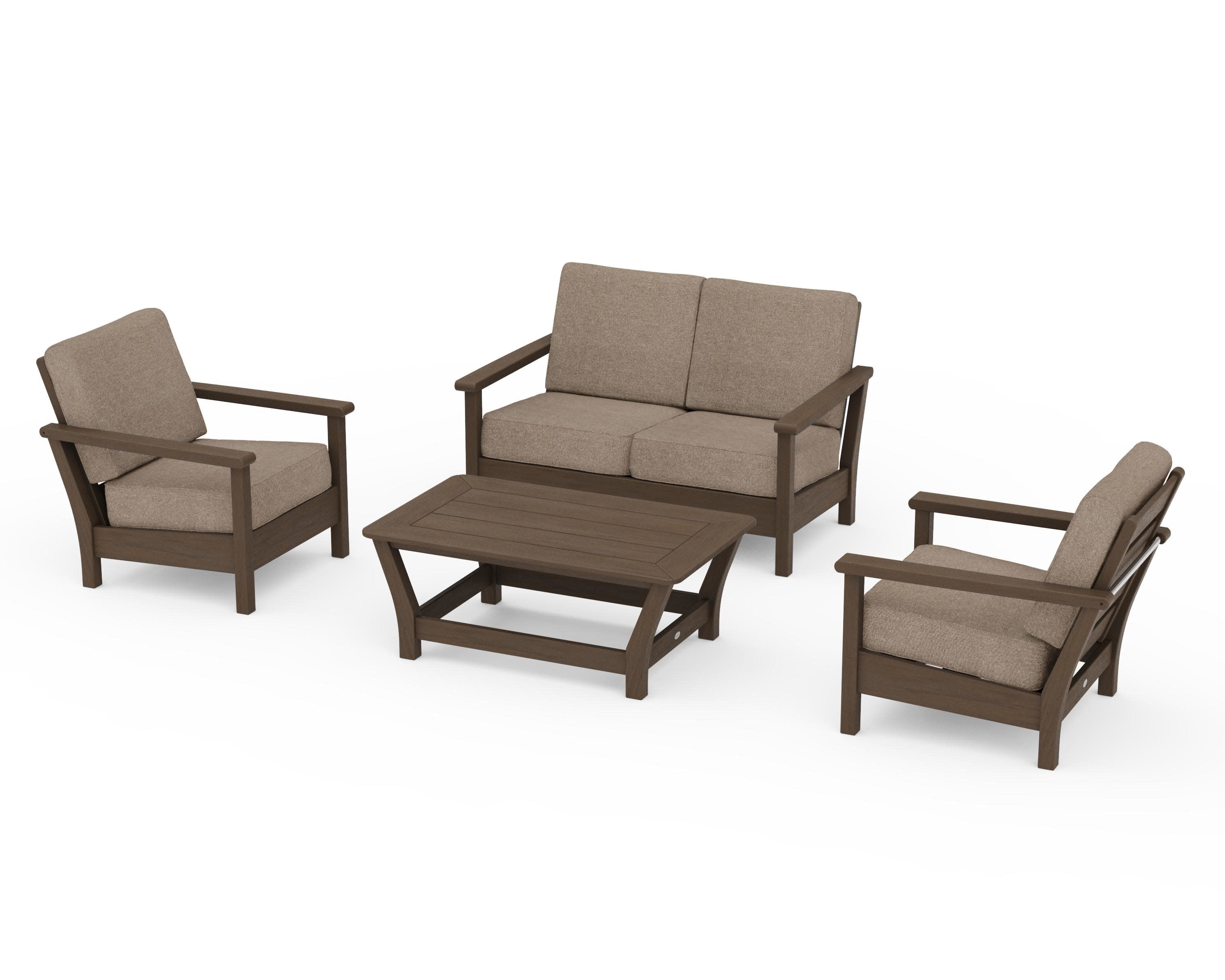Harbour 4-Piece Deep Seating Set in Kona / Spiced Burlap