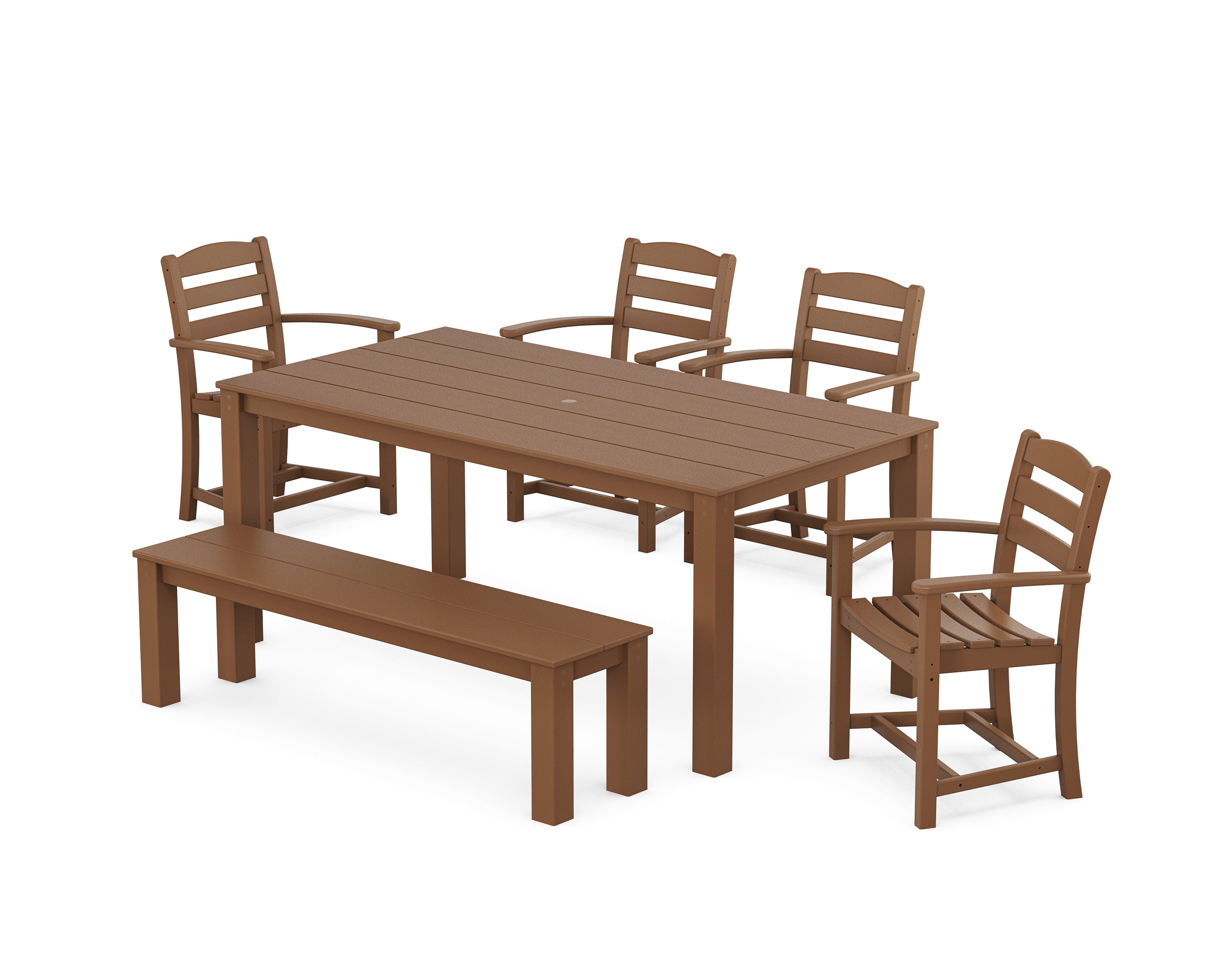 La Casa Cafe' 6-Piece Parsons Dining Set with Bench in Teak