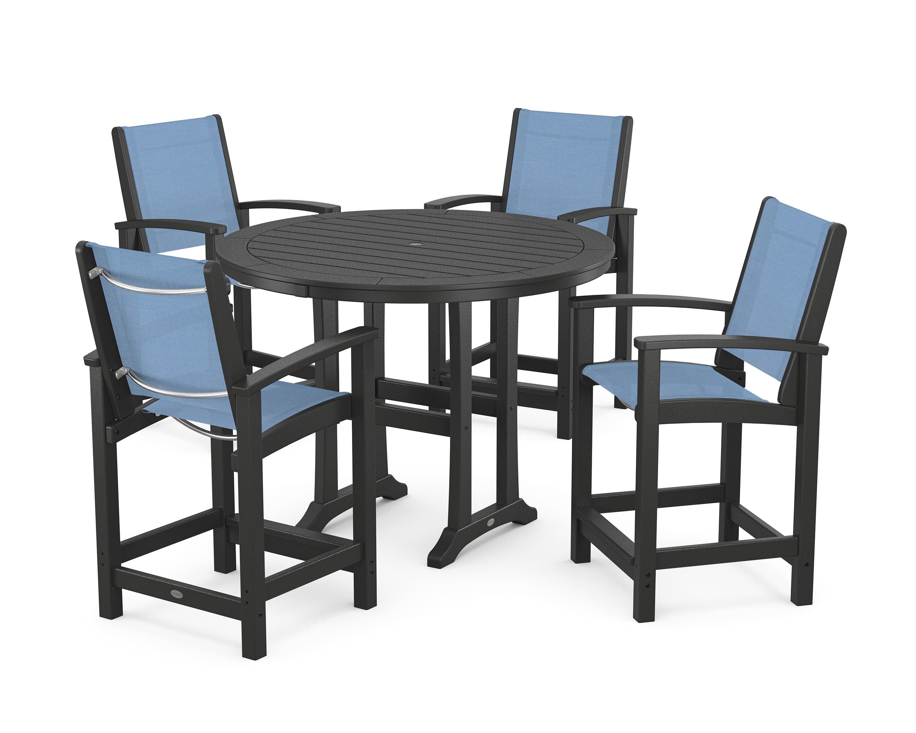 Coastal 5-Piece Counter Set in Black / Poolside Sling