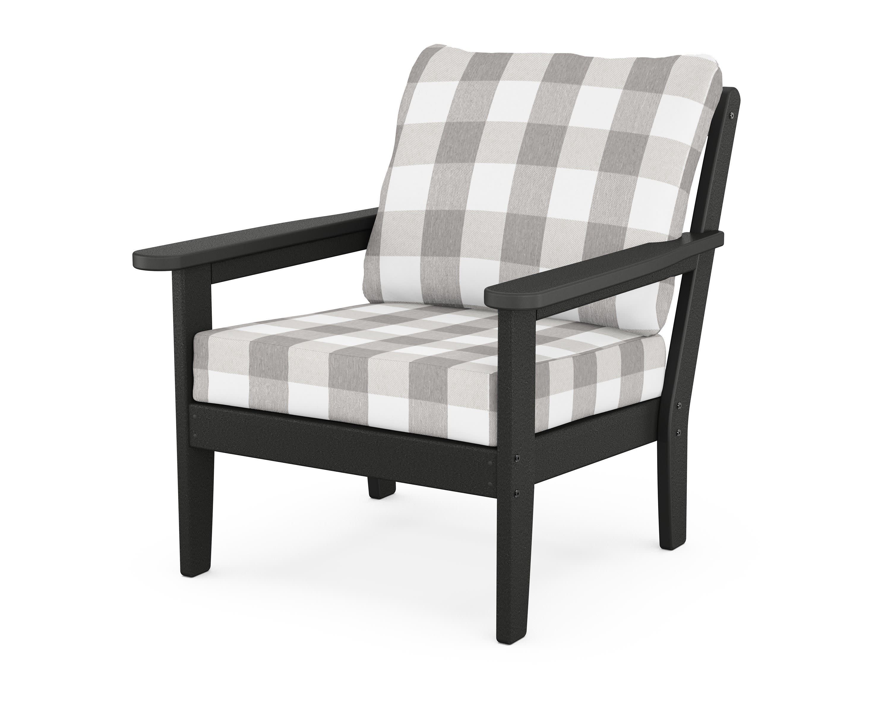 Cottage Deep Seating Chair in Black / Buffalo Plaid Grey Mist
