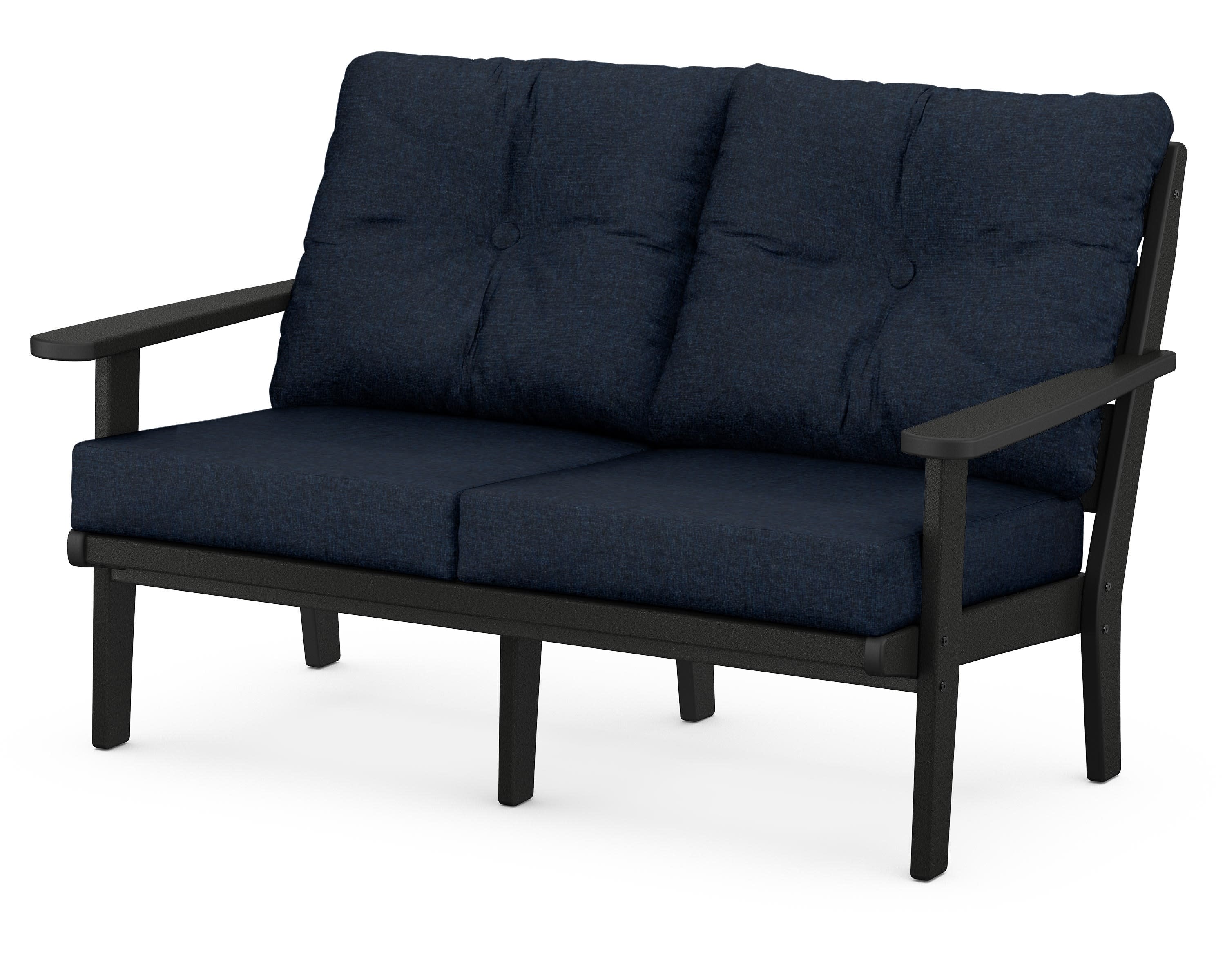 Lakeside Deep Seating Loveseat in Black / Marine Indigo