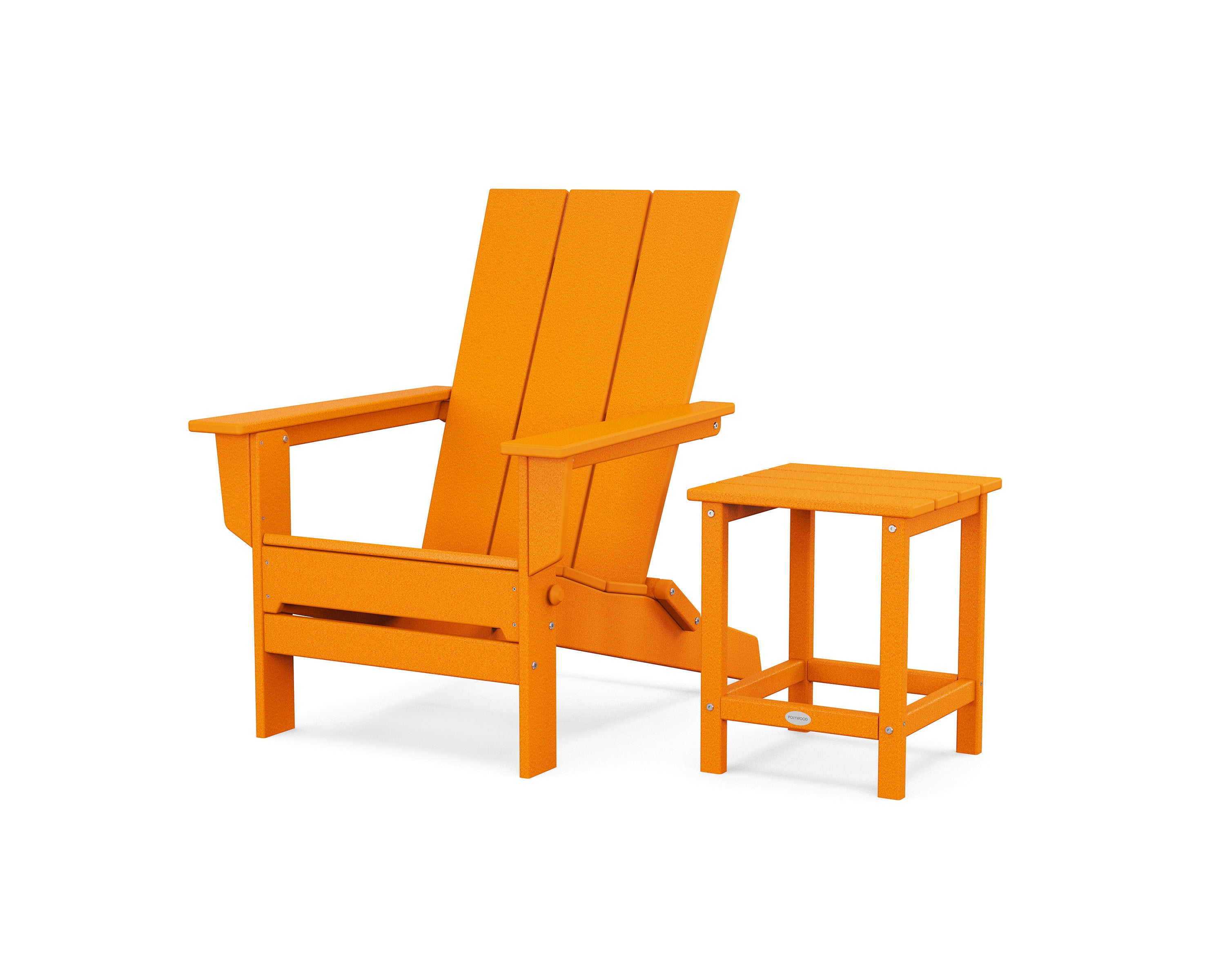 Modern Studio Folding Adirondack Chair with Side Table in Tangerine