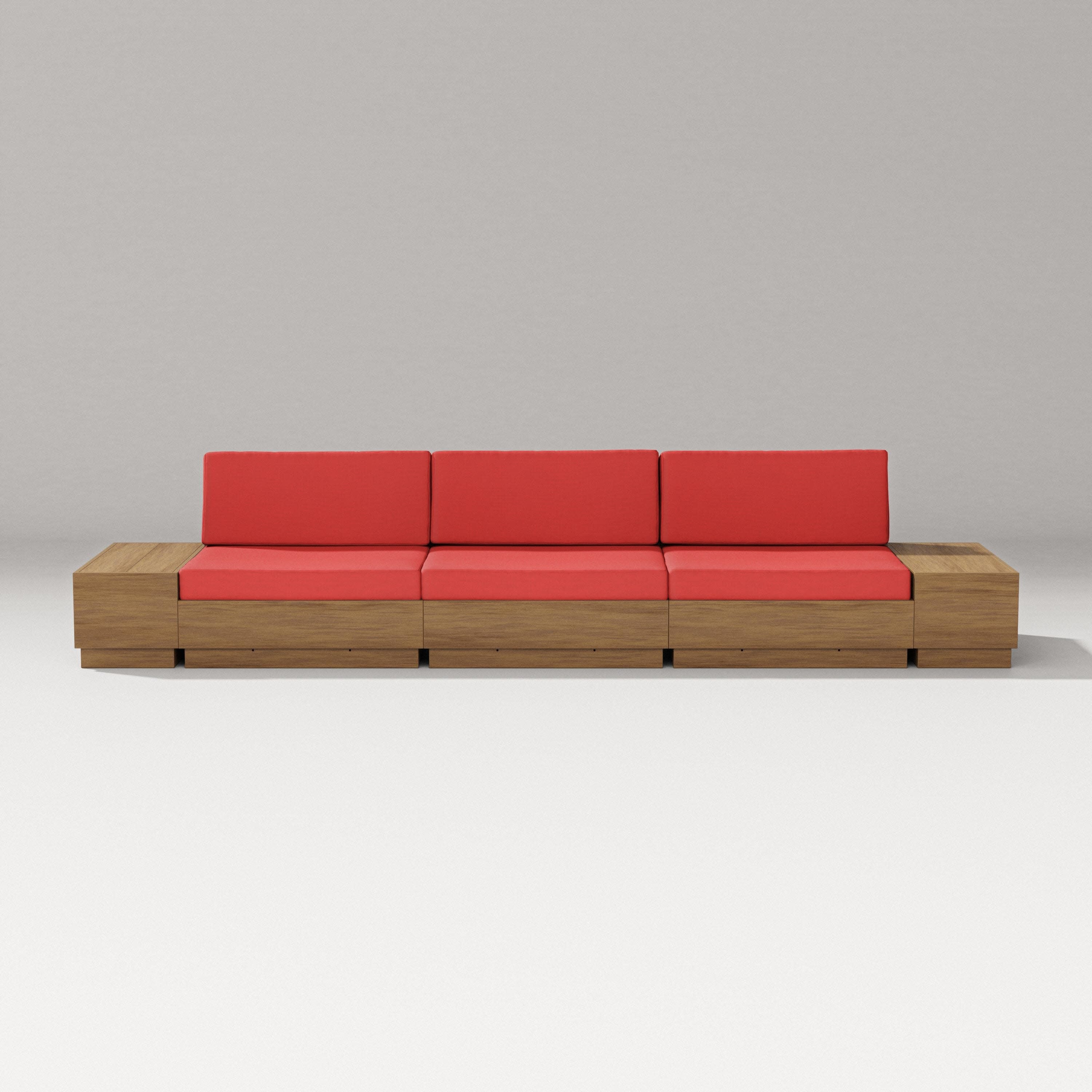 Elevate Straight Sectional in Natural / Crimson Linen