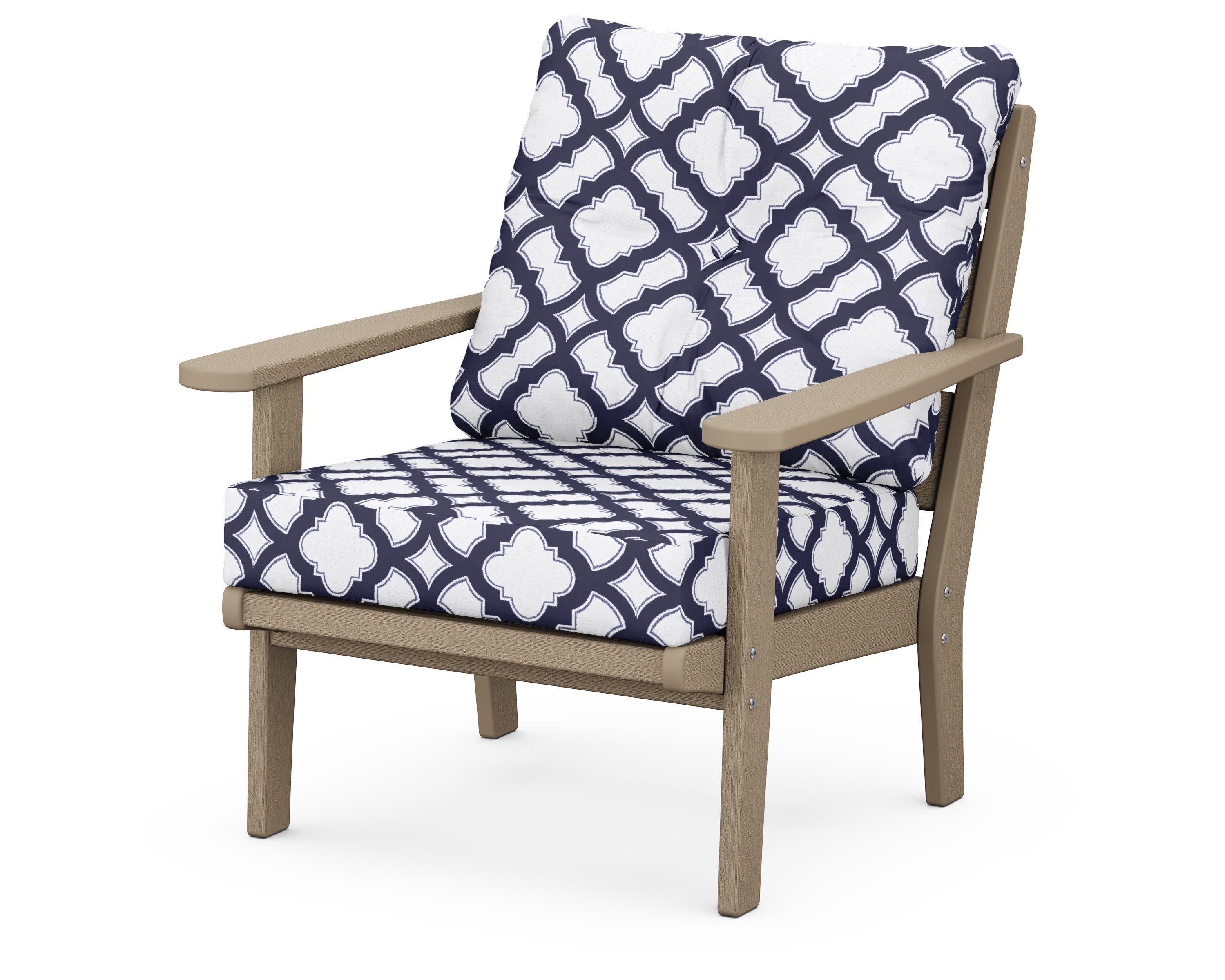 Lakeside Deep Seating Chair in Vintage Sahara / Trellis Navy