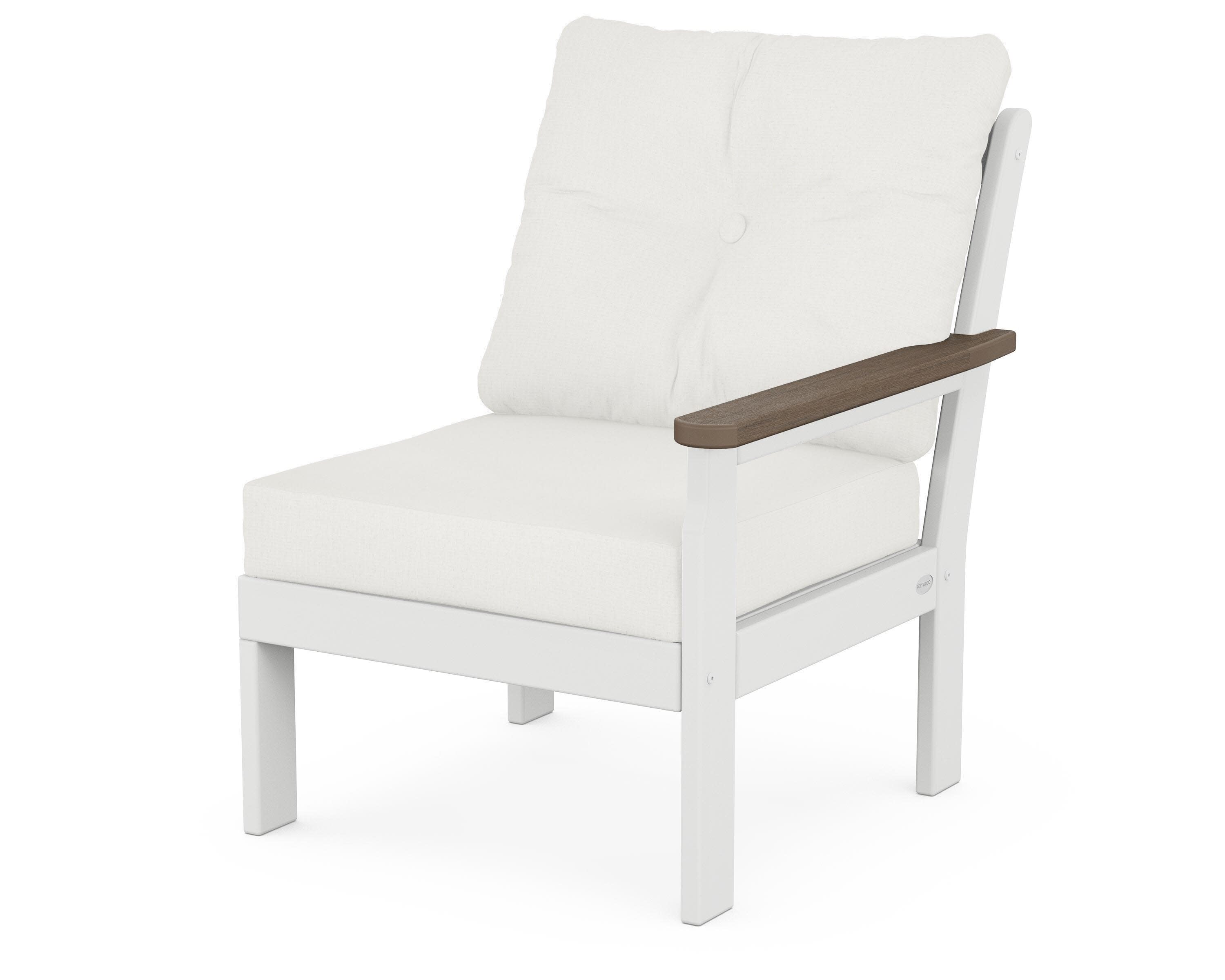 Vineyard Modular Right Arm Chair in White / Kona / Natural Linen