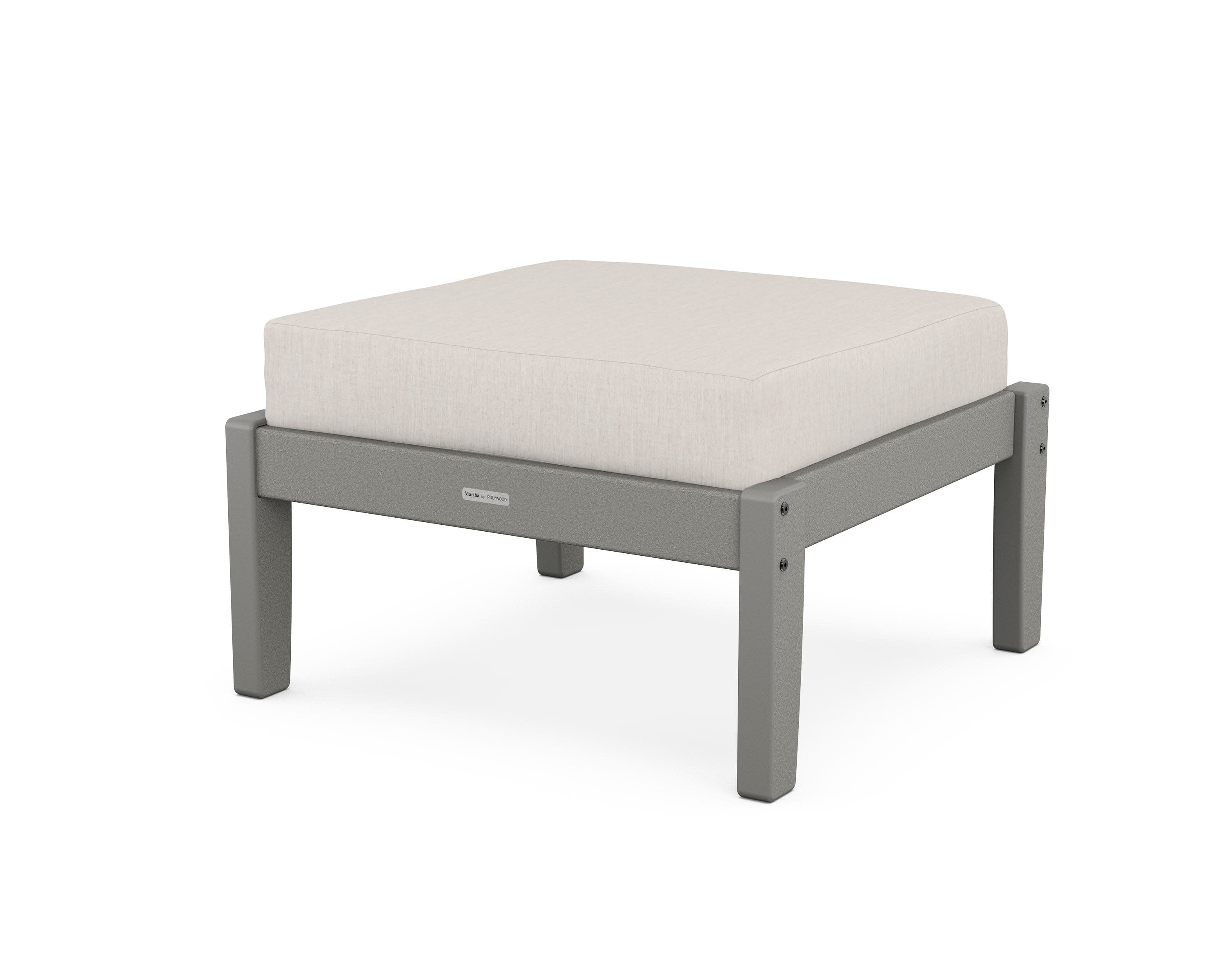 Chinoiserie Deep Seating Ottoman in Slate Grey / Cast Ash