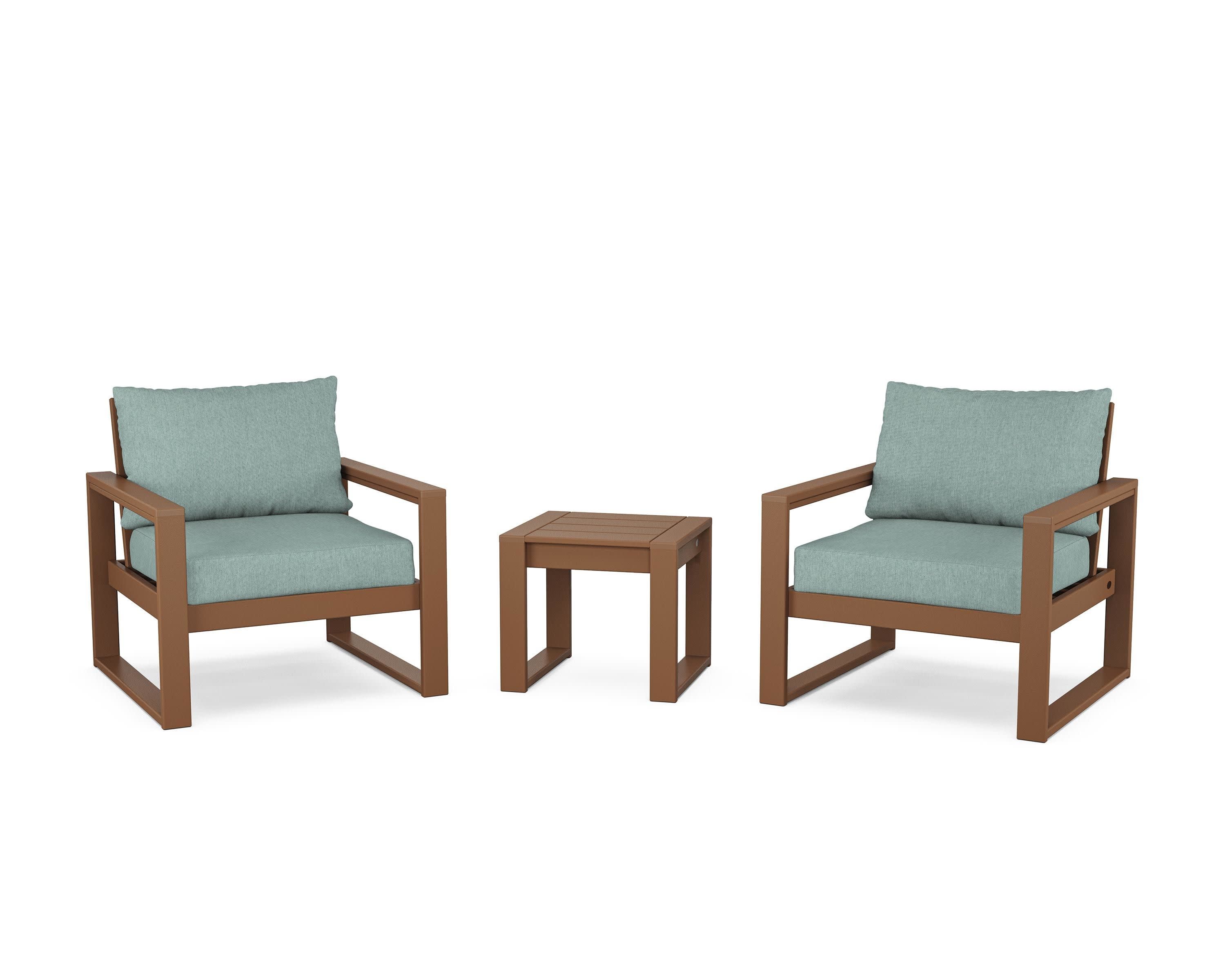 EDGE Sectional 3-Piece Deep Seating Set in Teak / Glacier Spa