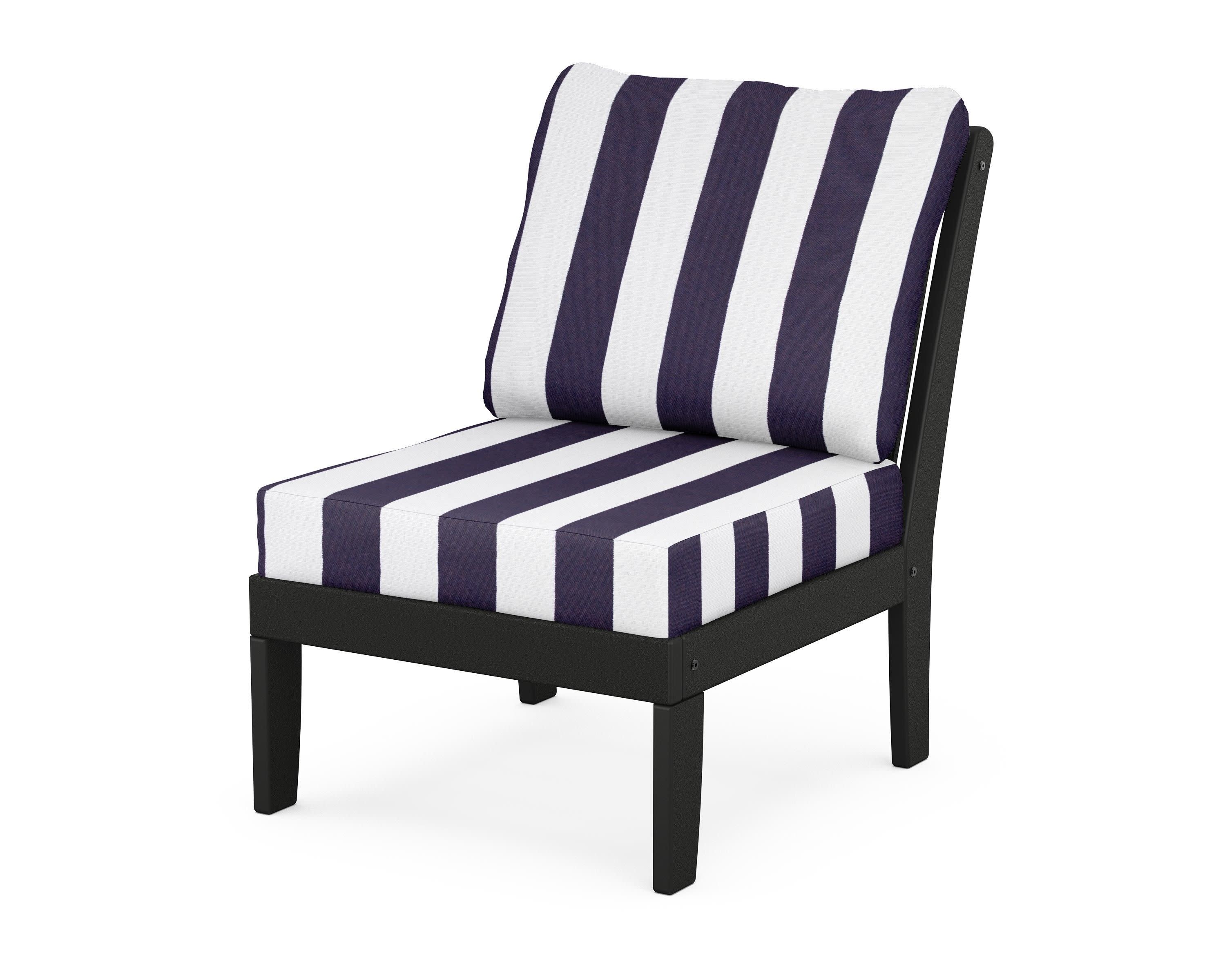 Braxton Modular Armless Chair in Black / Cabana Stripe Navy