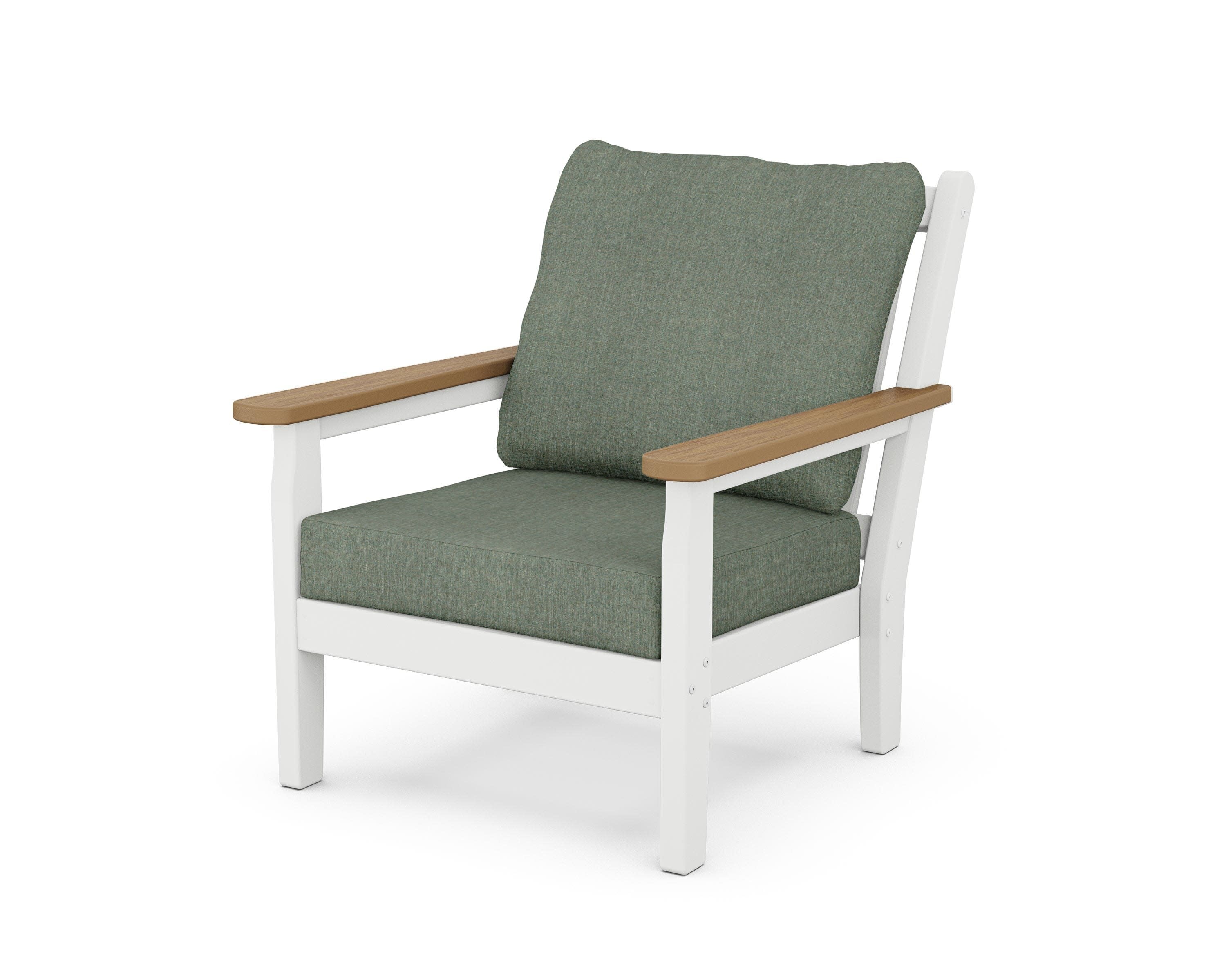 Chippendale Deep Seating Chair in White / Natural / Cast Sage