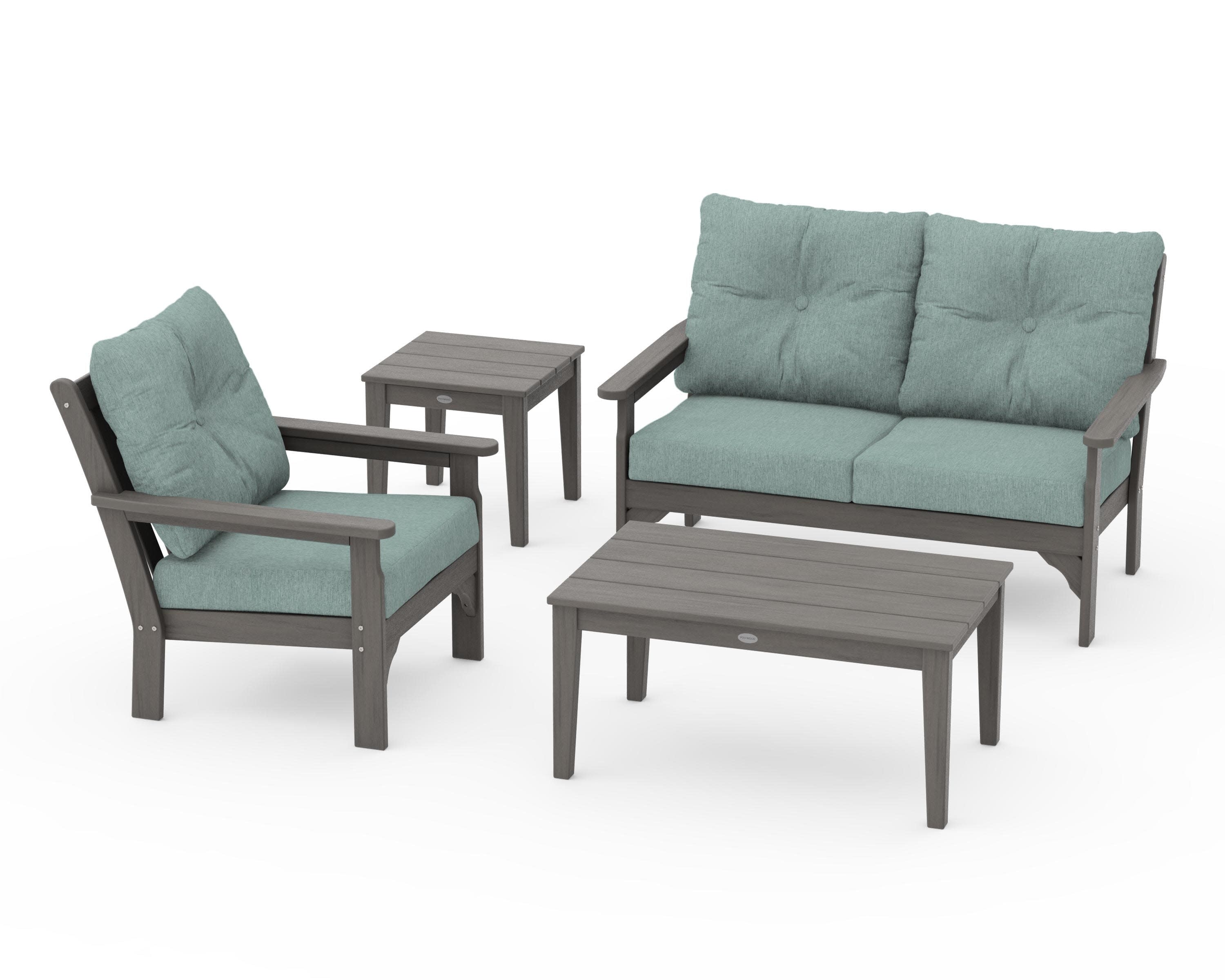 Vineyard 4-Piece Deep Seating Set in Driftwood / Glacier Spa