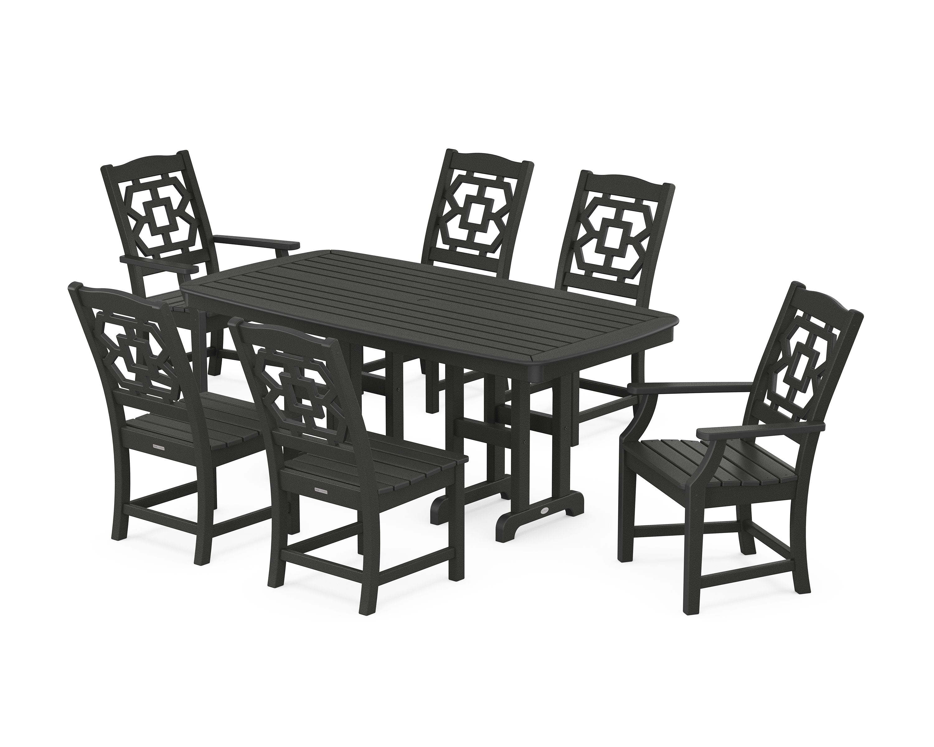 Chinoiserie 7-Piece Dining Set in Black