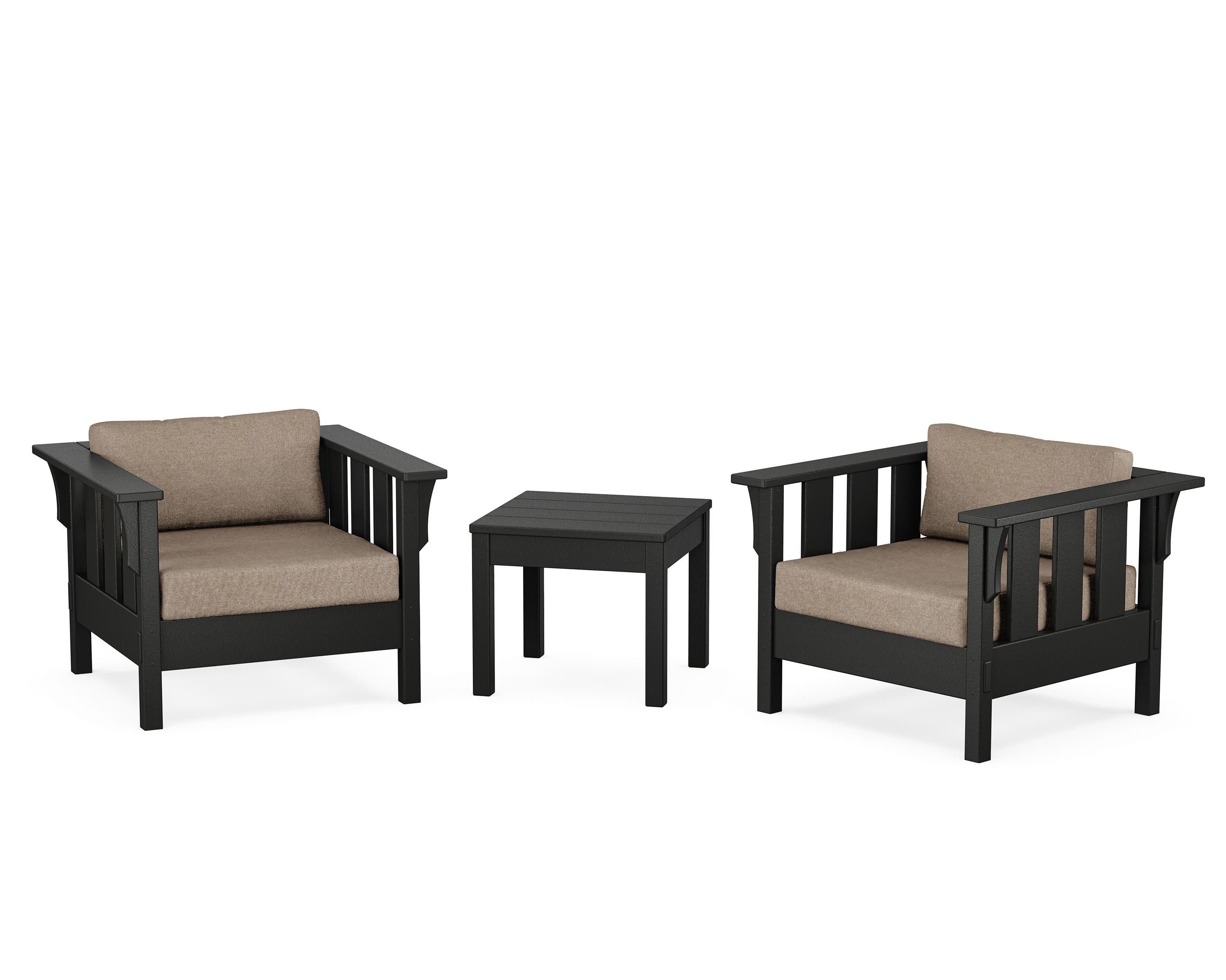 Acadia 3-Piece Deep Seating Set in Black / Spiced Burlap