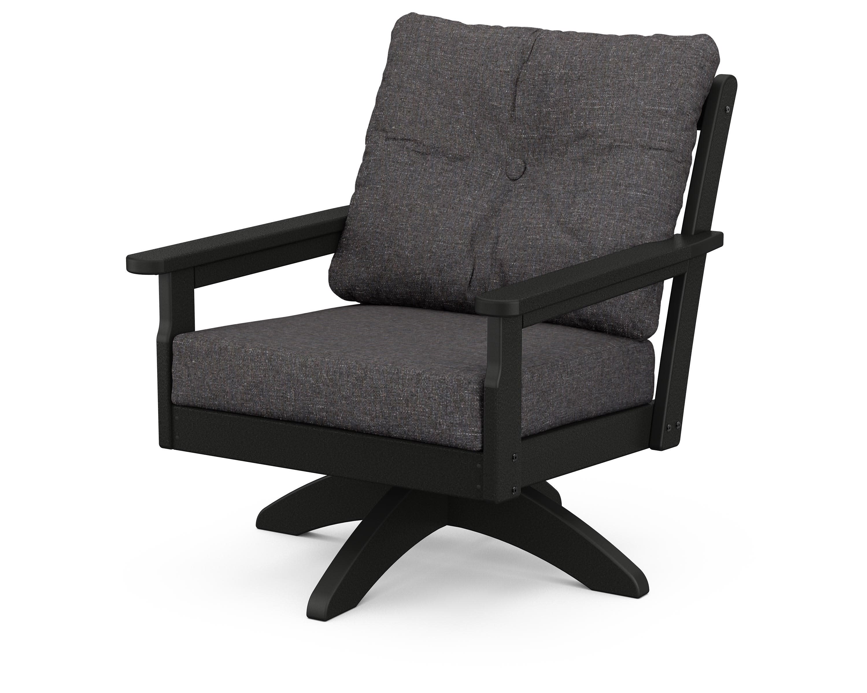 Vineyard Deep Seating Swivel Chair in Black / Ash Charcoal