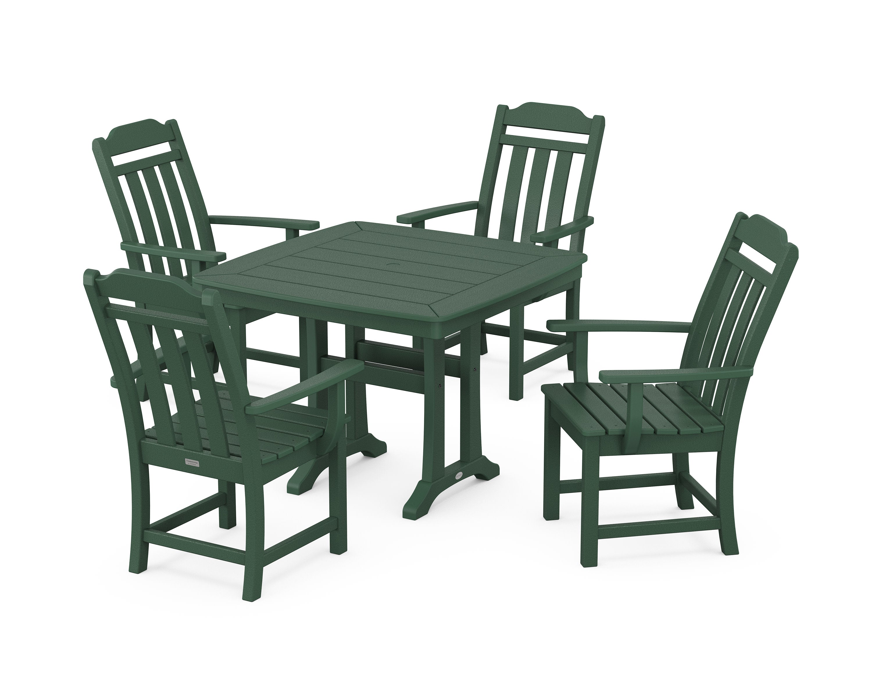 Cottage 5-Piece Dining Set with Trestle Legs in Green