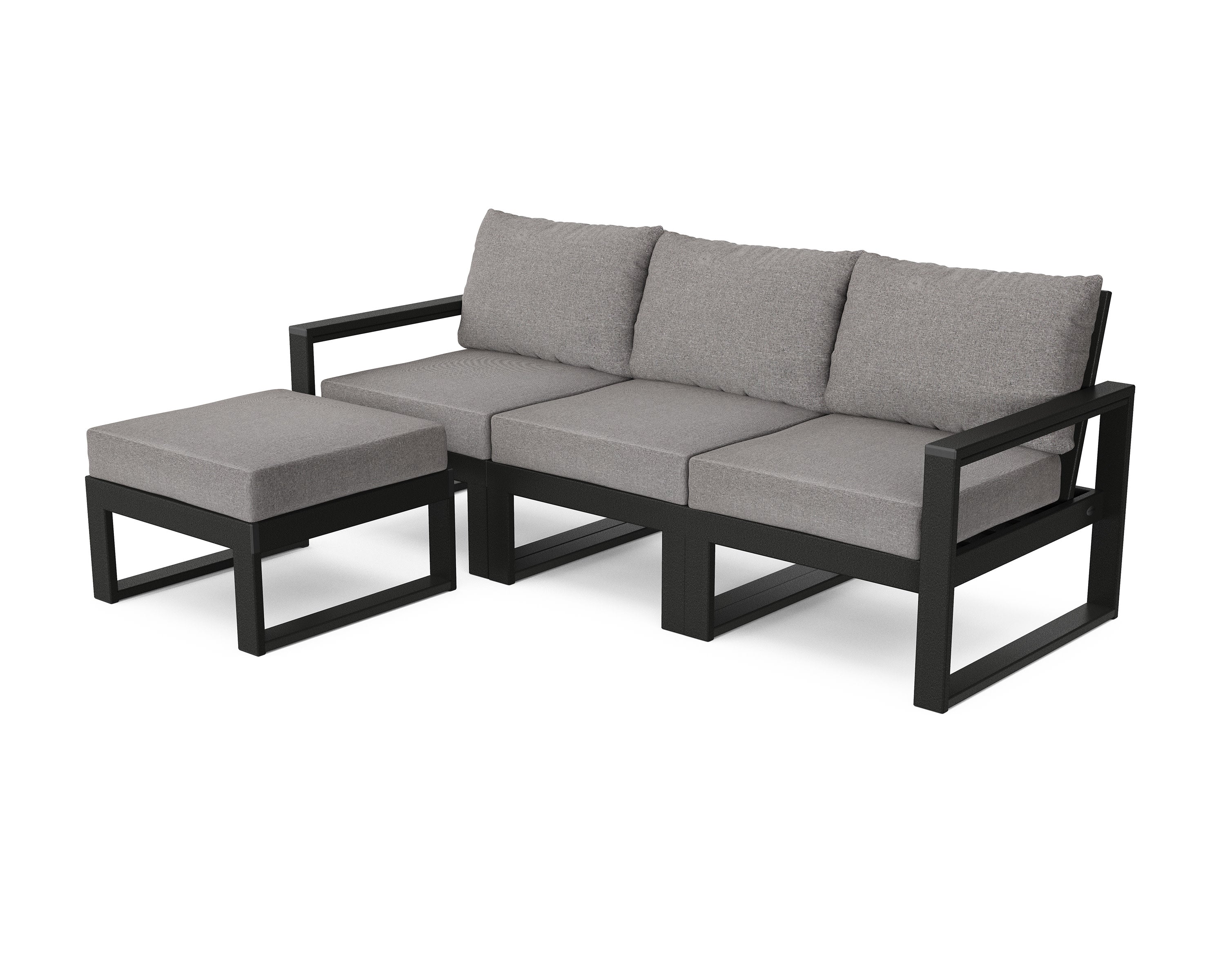 EDGE 4-Piece Modular Deep Seating Set with Ottoman in Black / Grey Mist
