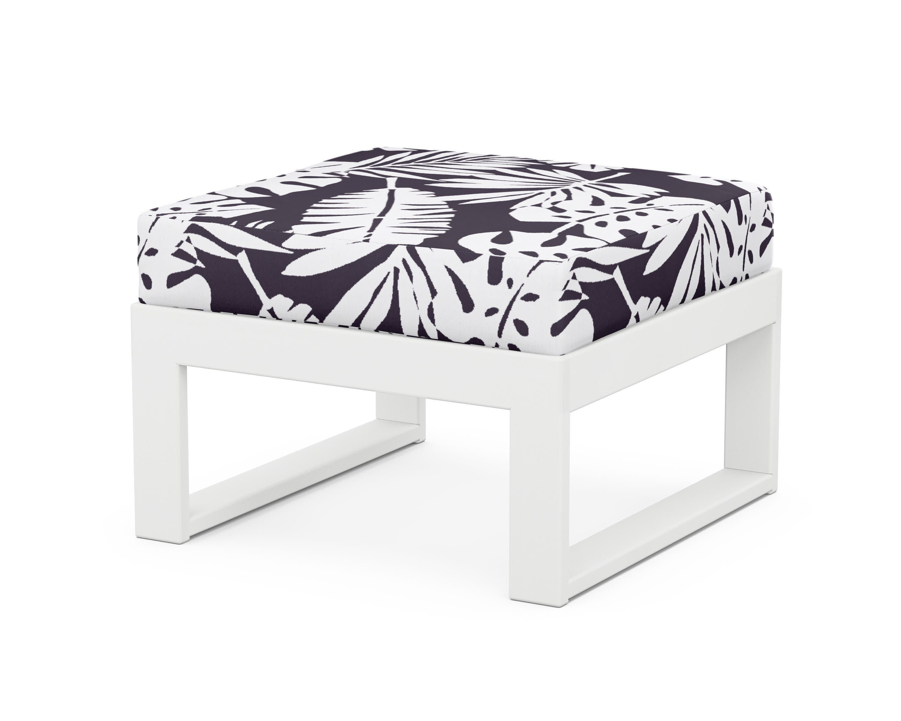 Modular Ottoman - Modern in White / Leaf Navy