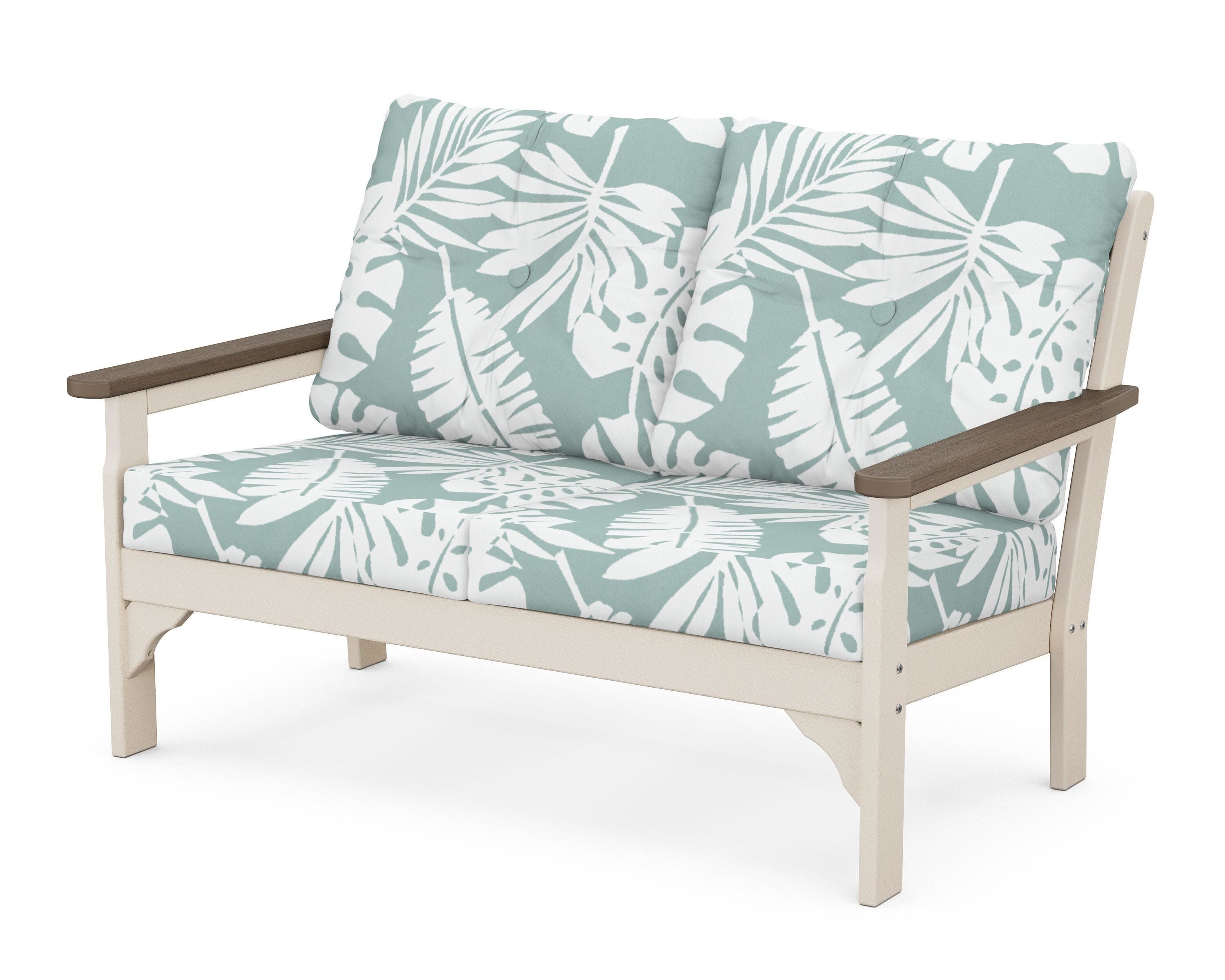 Vineyard Deep Seating Loveseat in Sand / Kona / Leaf Glacier Spa