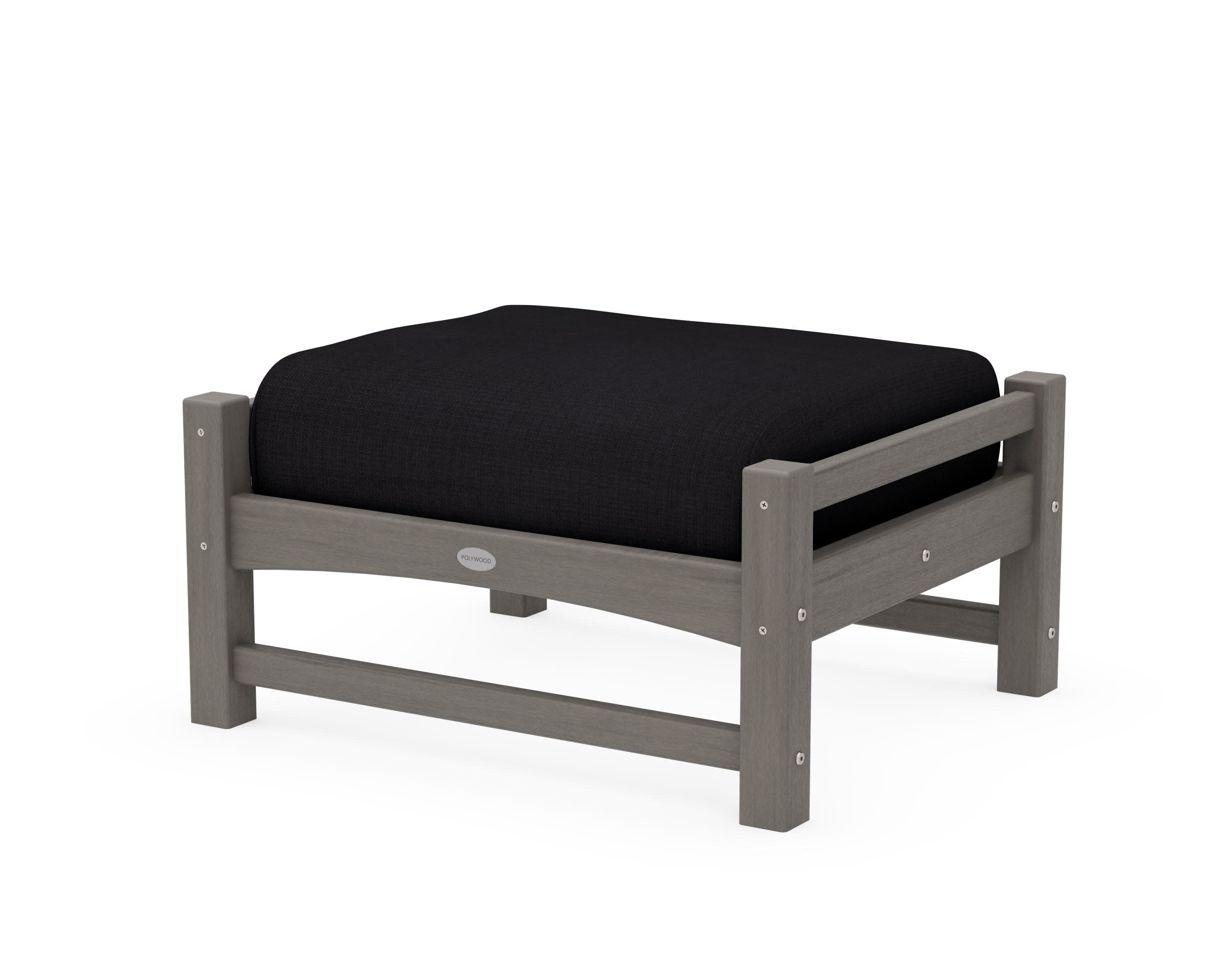 Club Ottoman in Driftwood / Midnight Linen