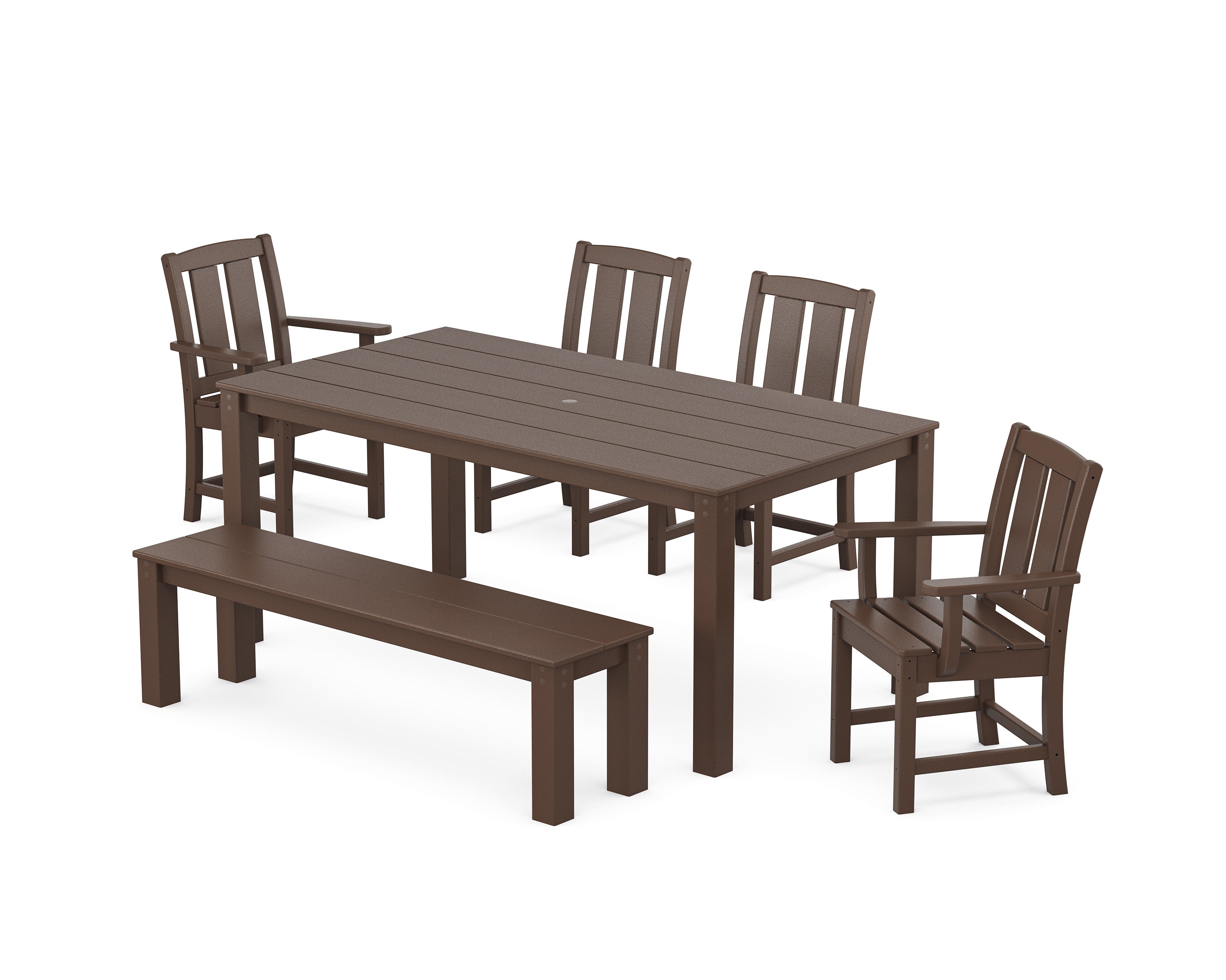 Mission 6-Piece Parsons Dining Set with Bench in Mahogany