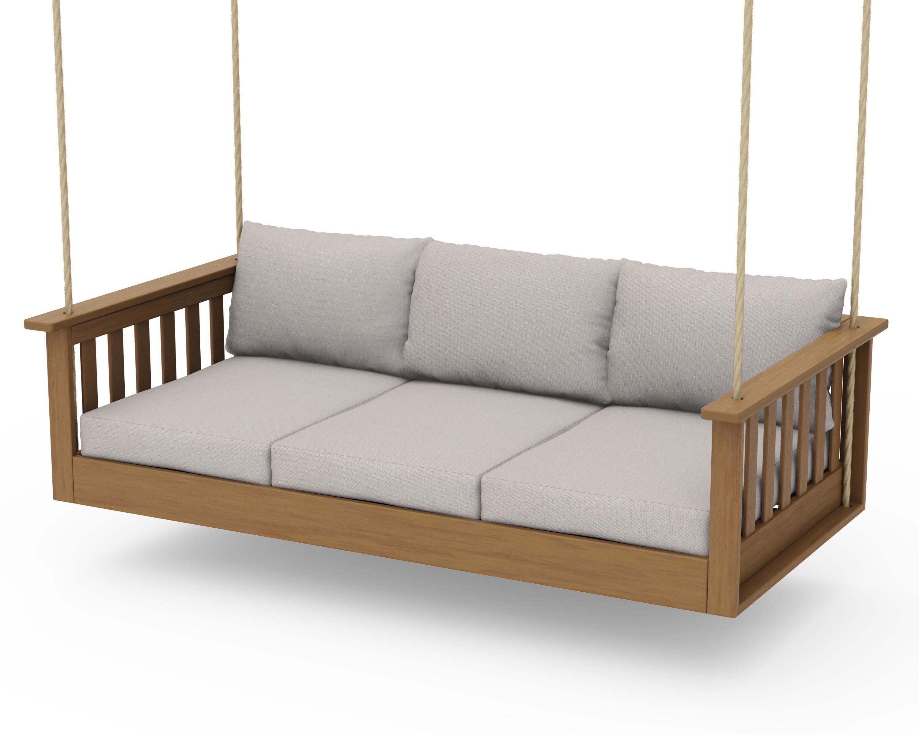 Vineyard Daybed Swing in Natural / Dune Burlap