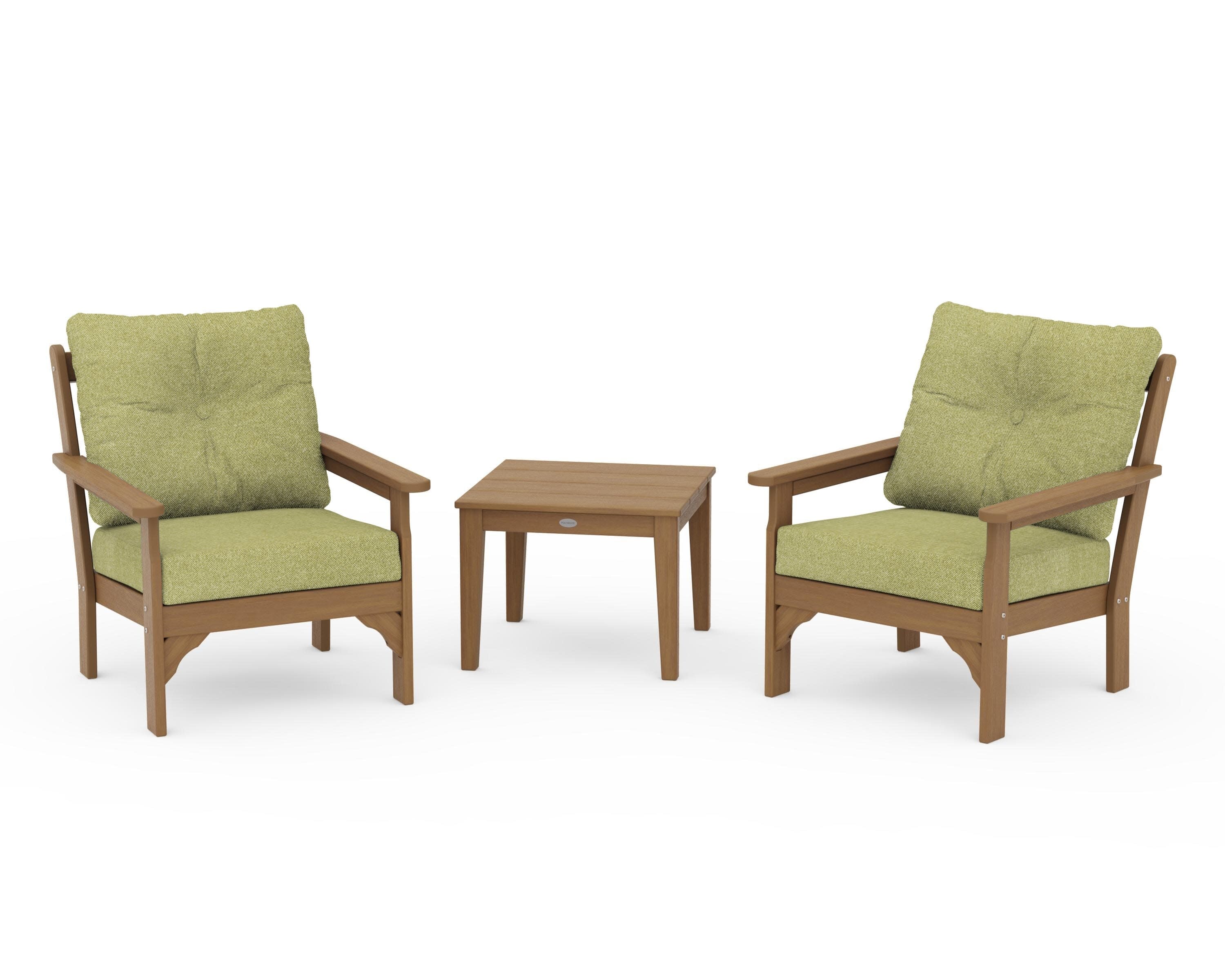 Vineyard 3-Piece Deep Seating Set in Natural / Chartreuse Boucle
