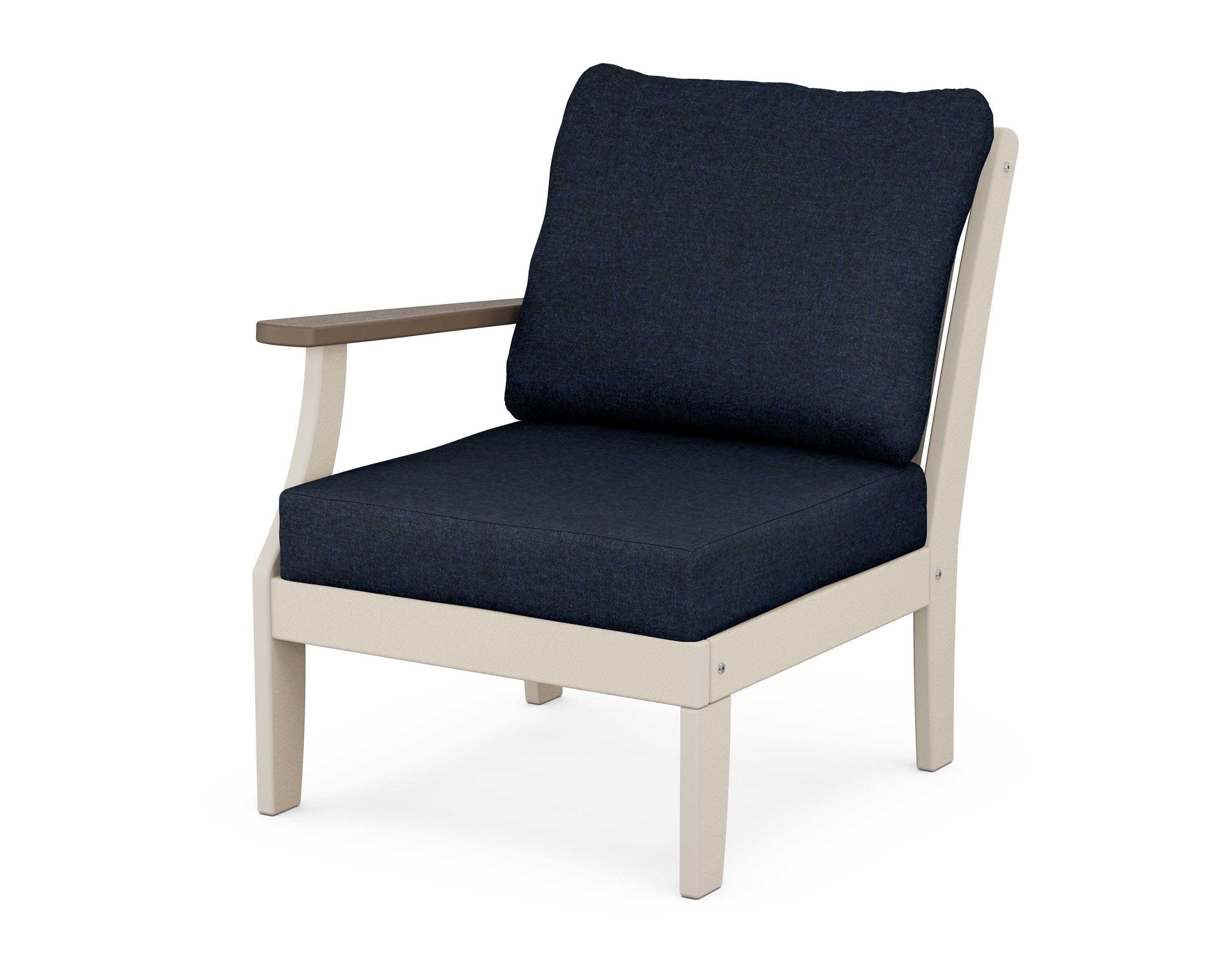 Braxton Modular Left Arm Chair in Sand / Kona / Marine Indigo