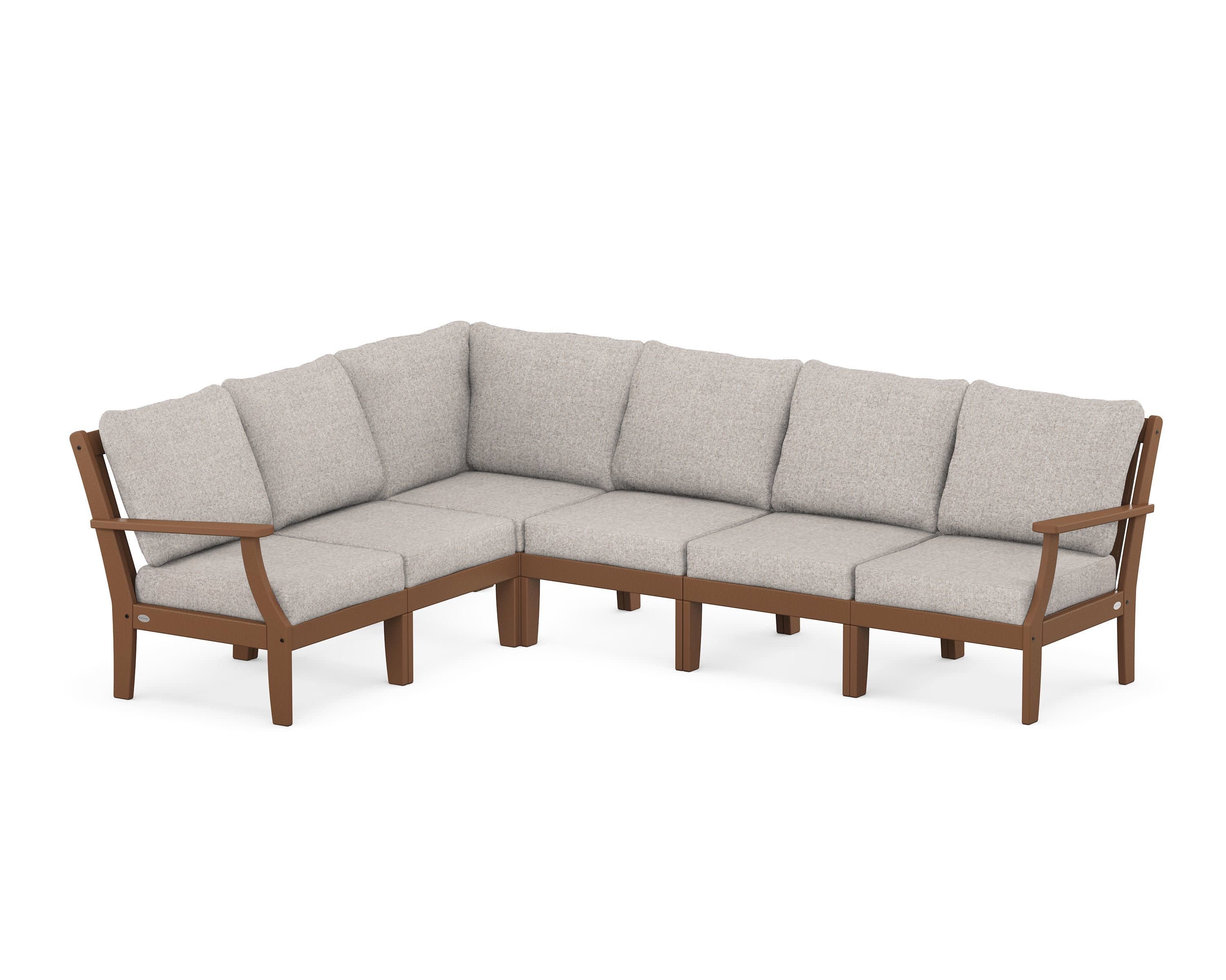 Braxton Modular 6-Piece Deep Seating Set in Teak / Weathered Tweed