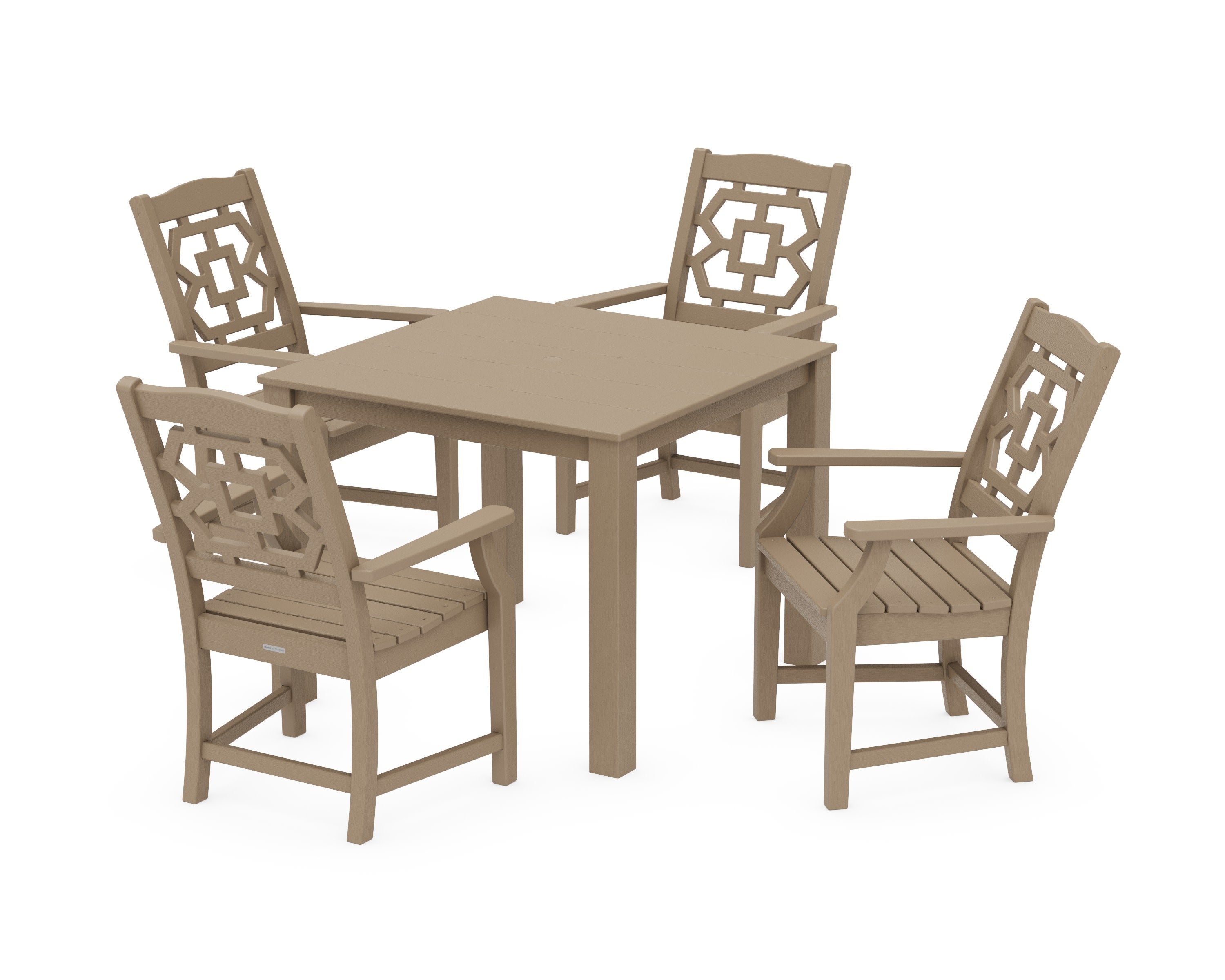 Chinoiserie 5-Piece Parsons Dining Set in Vintage Sahara