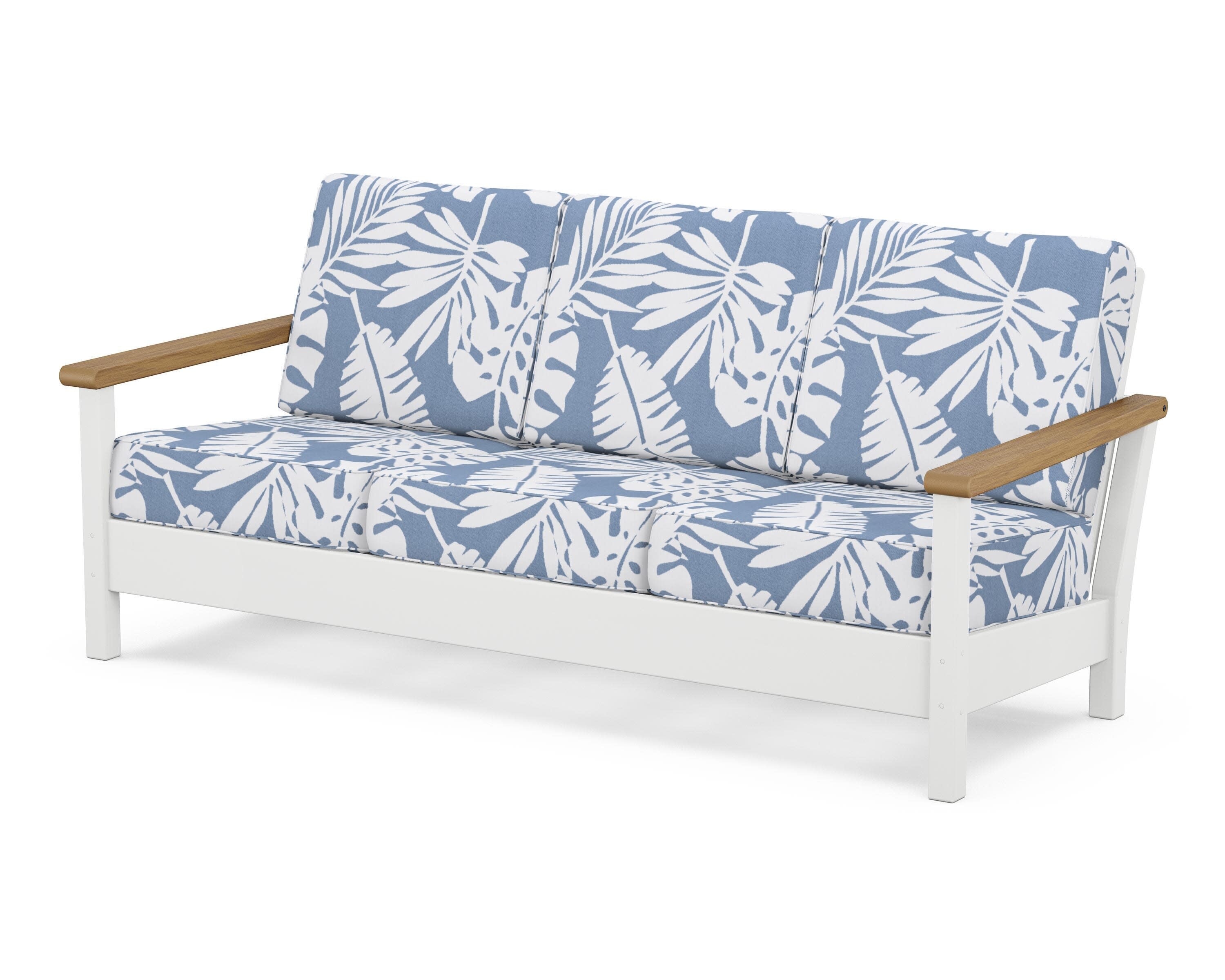Harbour Deep Seating Sofa in White / Natural / Leaf Sky Blue