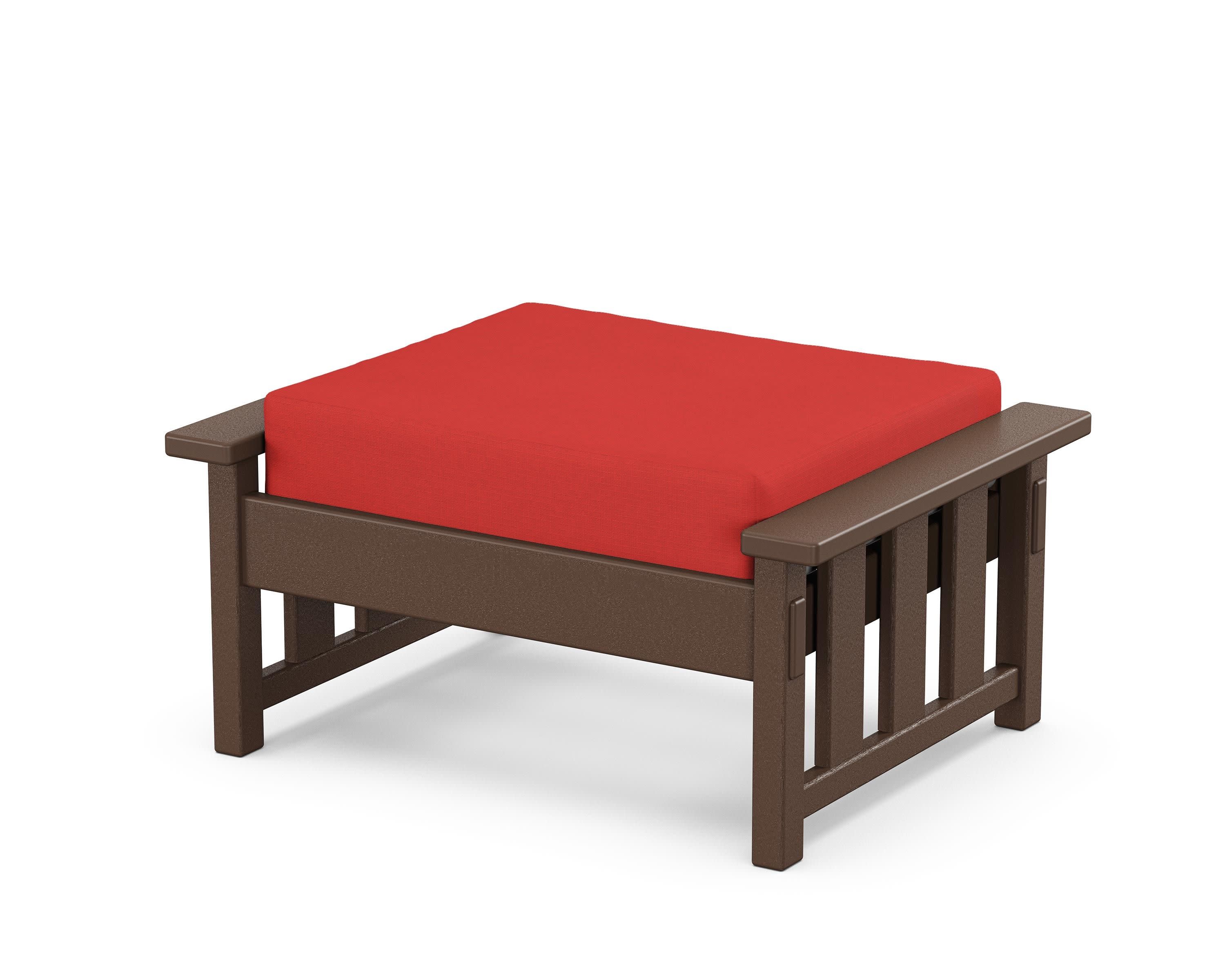 Acadia Deep Seating Ottoman in Mahogany / Crimson Linen