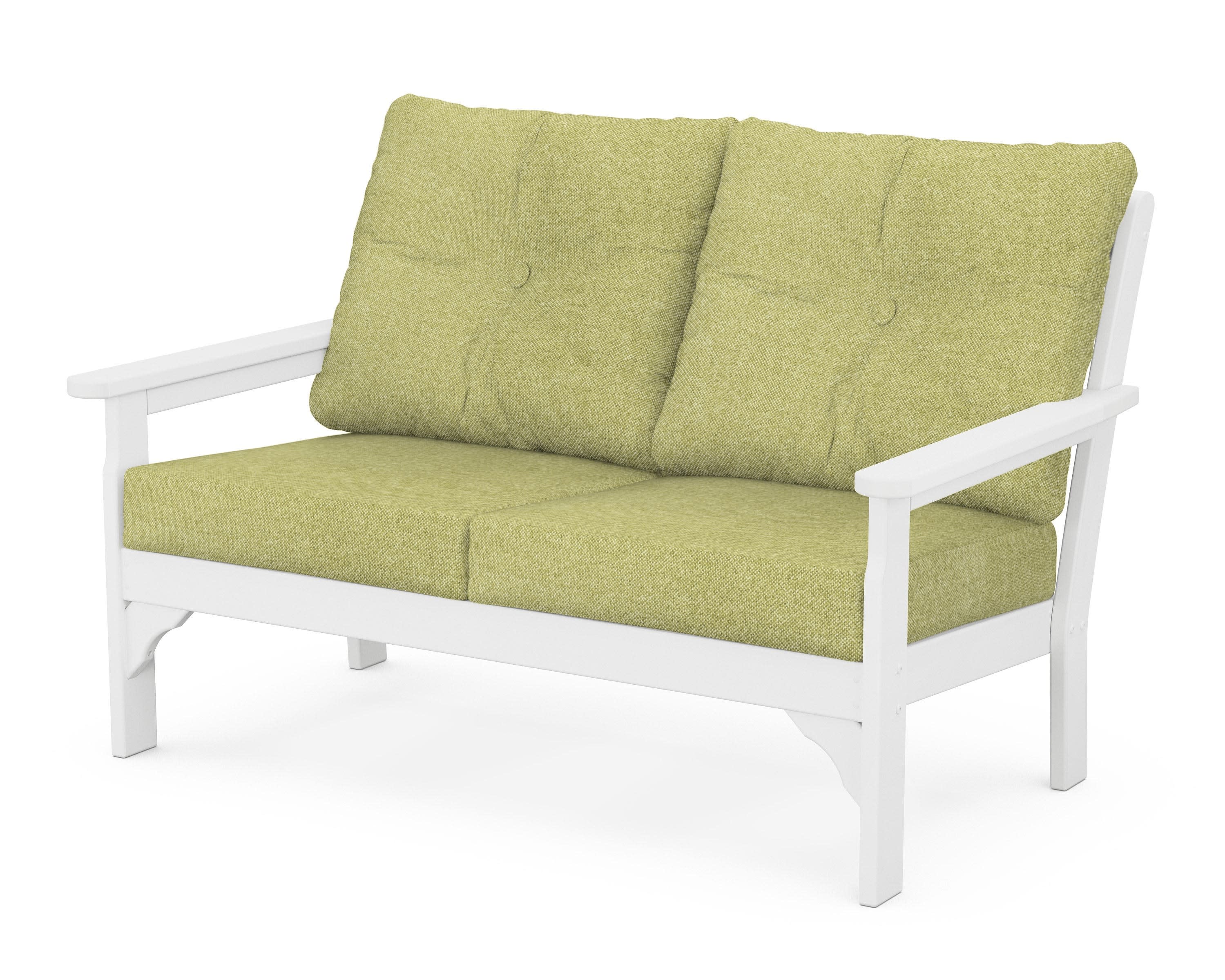 Vineyard Deep Seating Loveseat in White / Chartreuse Boucle