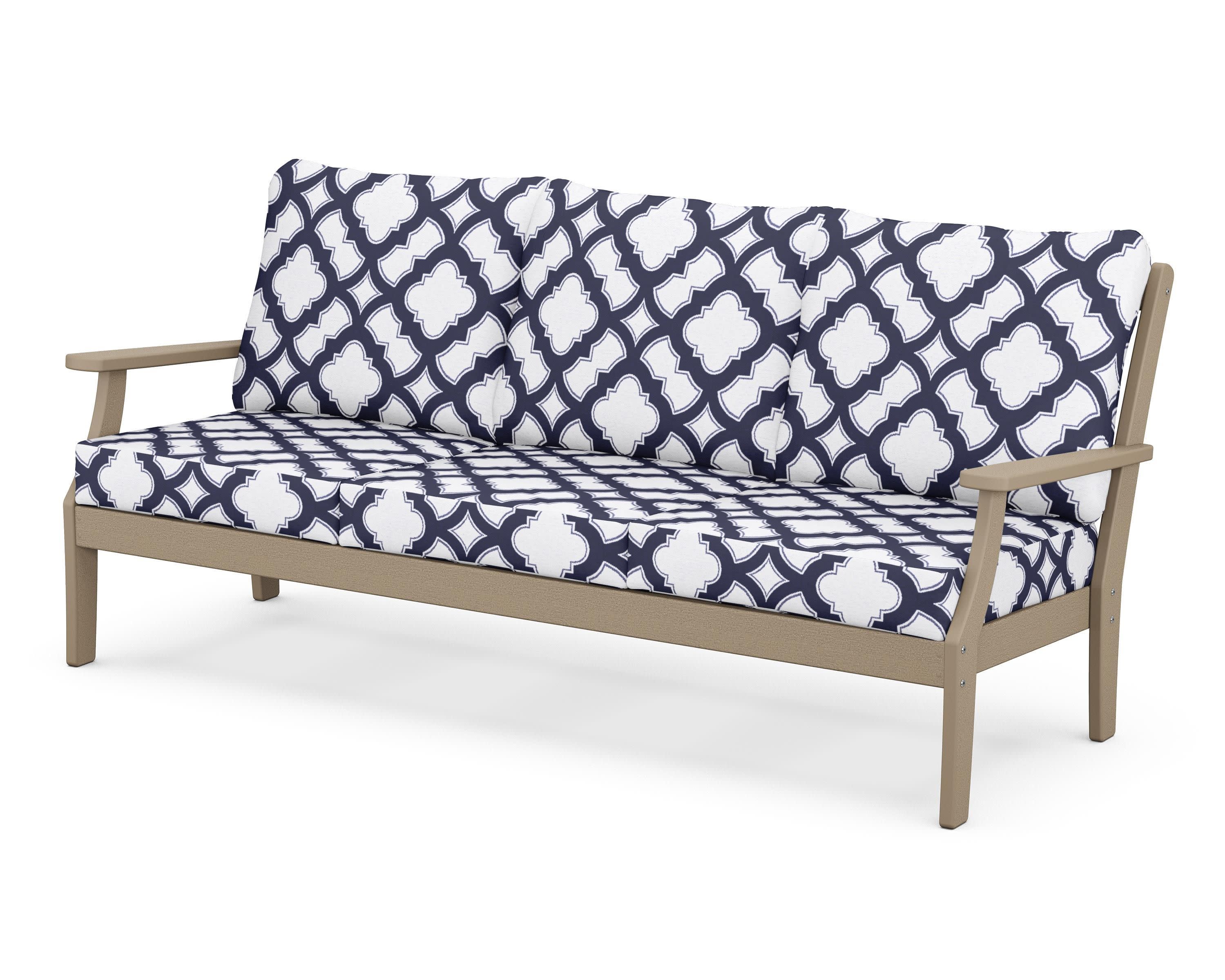 Braxton Deep Seating Sofa in Vintage Sahara / Trellis Navy