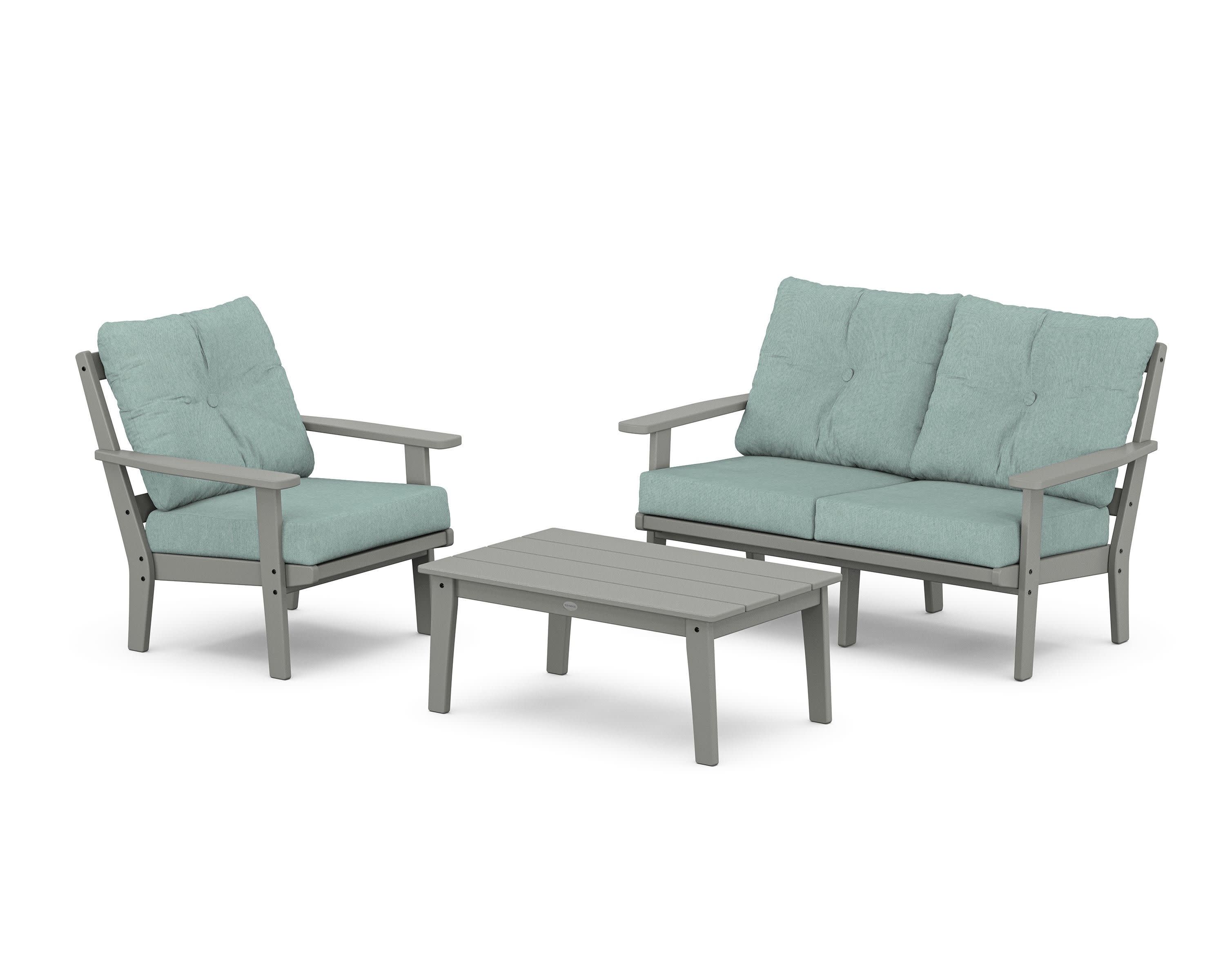 Oxford 3-Piece Deep Seating Set with Loveseat in Slate Grey / Glacier Spa