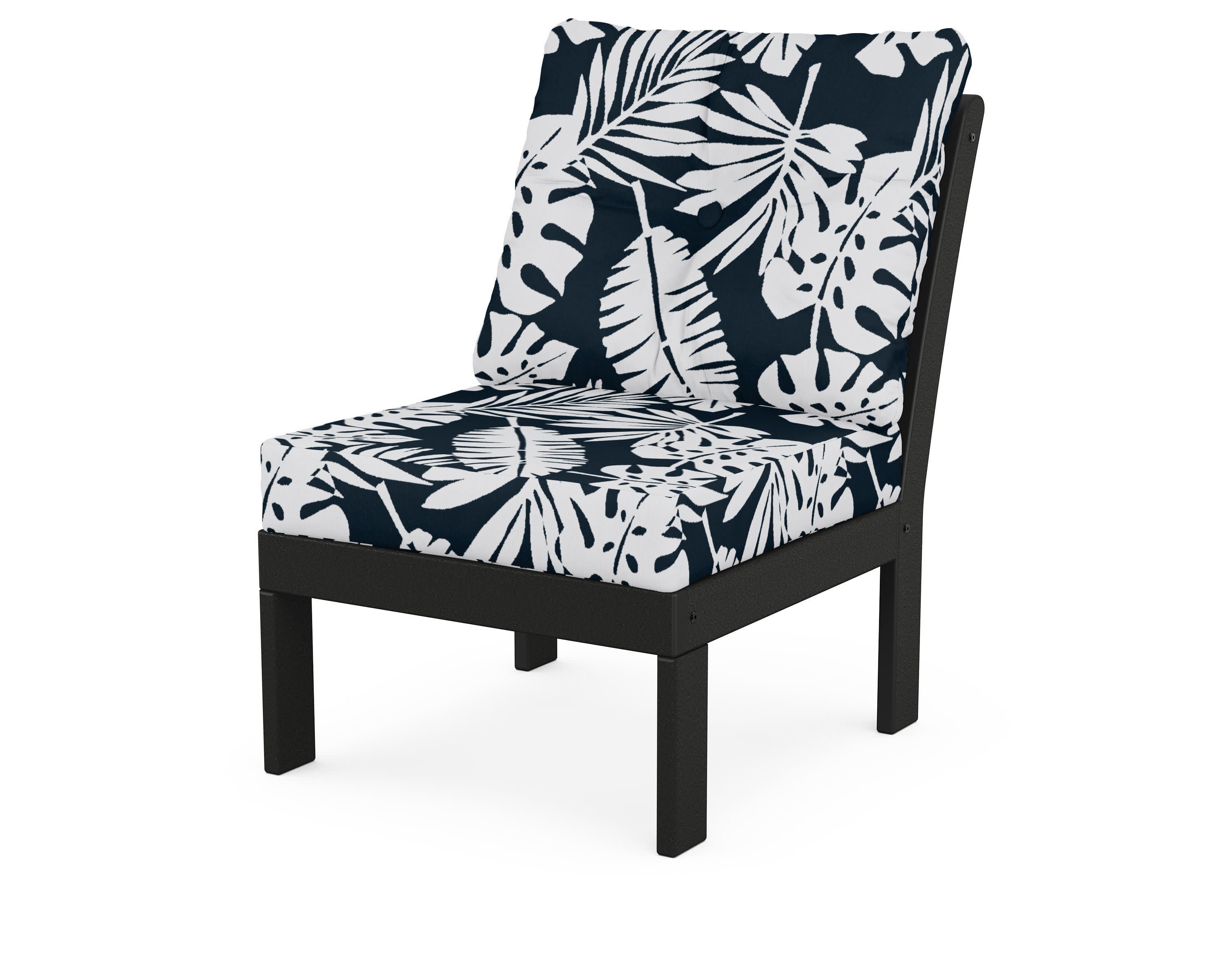 Vineyard Modular Armless Chair in Black / Leaf Marine Indigo