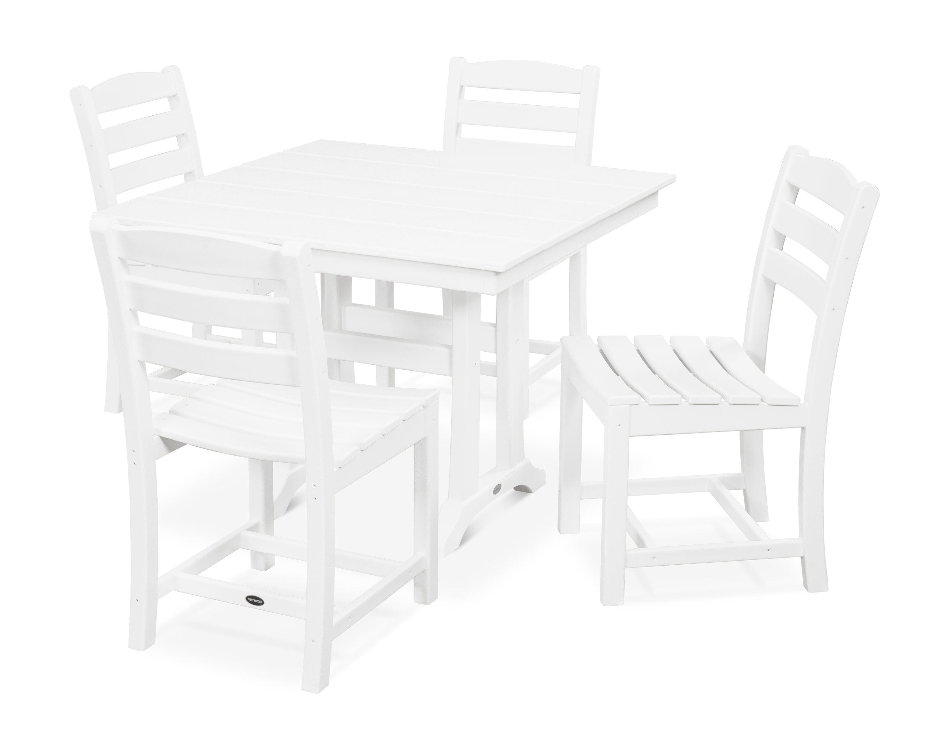 La Casa Caf 5-Piece Farmhouse Trestle Side Chair Dining Set in White