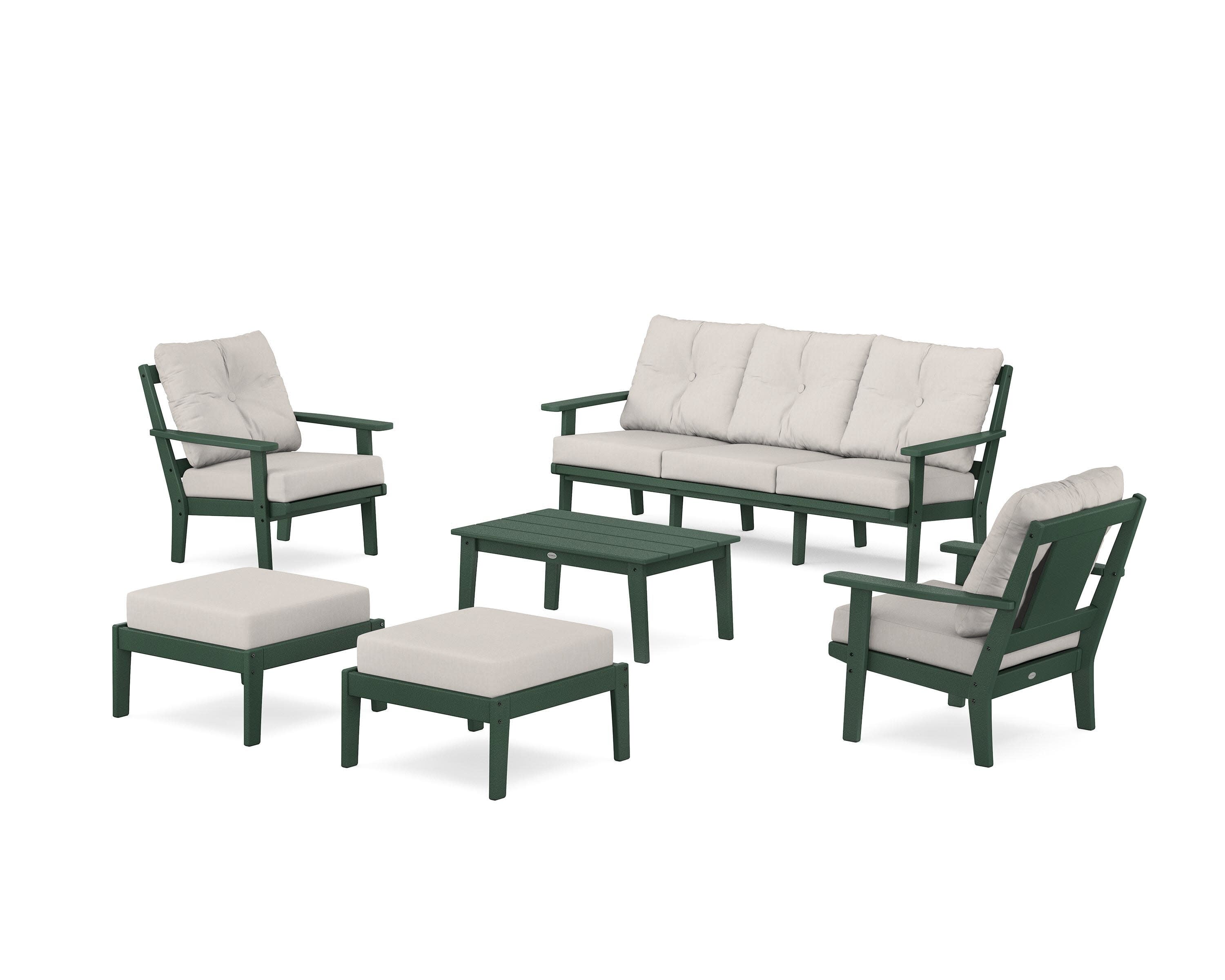 Prairie 6-Piece Lounge Sofa Set in Green / Cast Ash