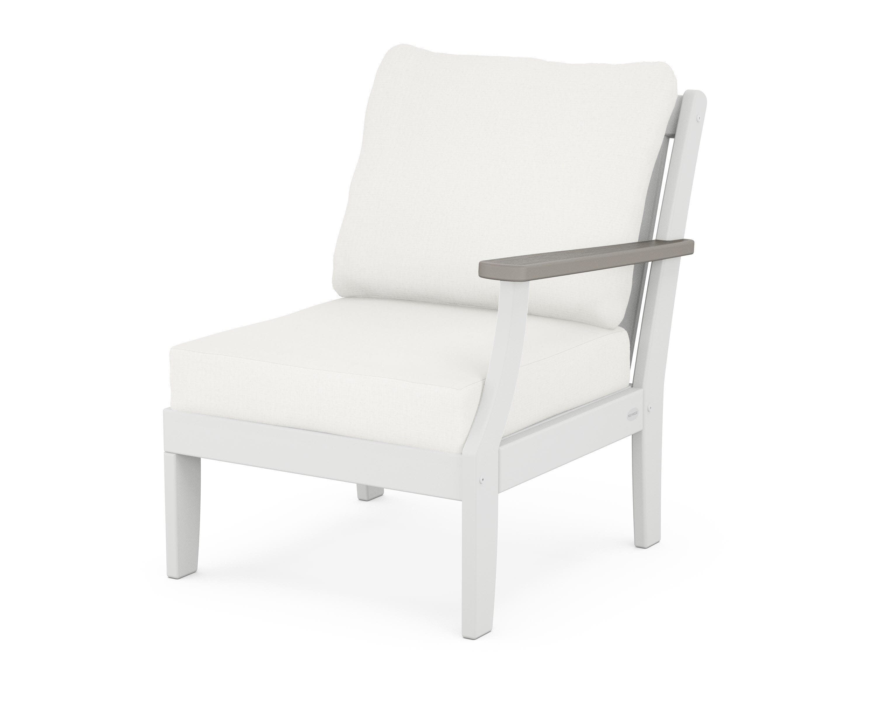 Braxton Modular Right Arm Chair in White / Driftwood / Natural Linen
