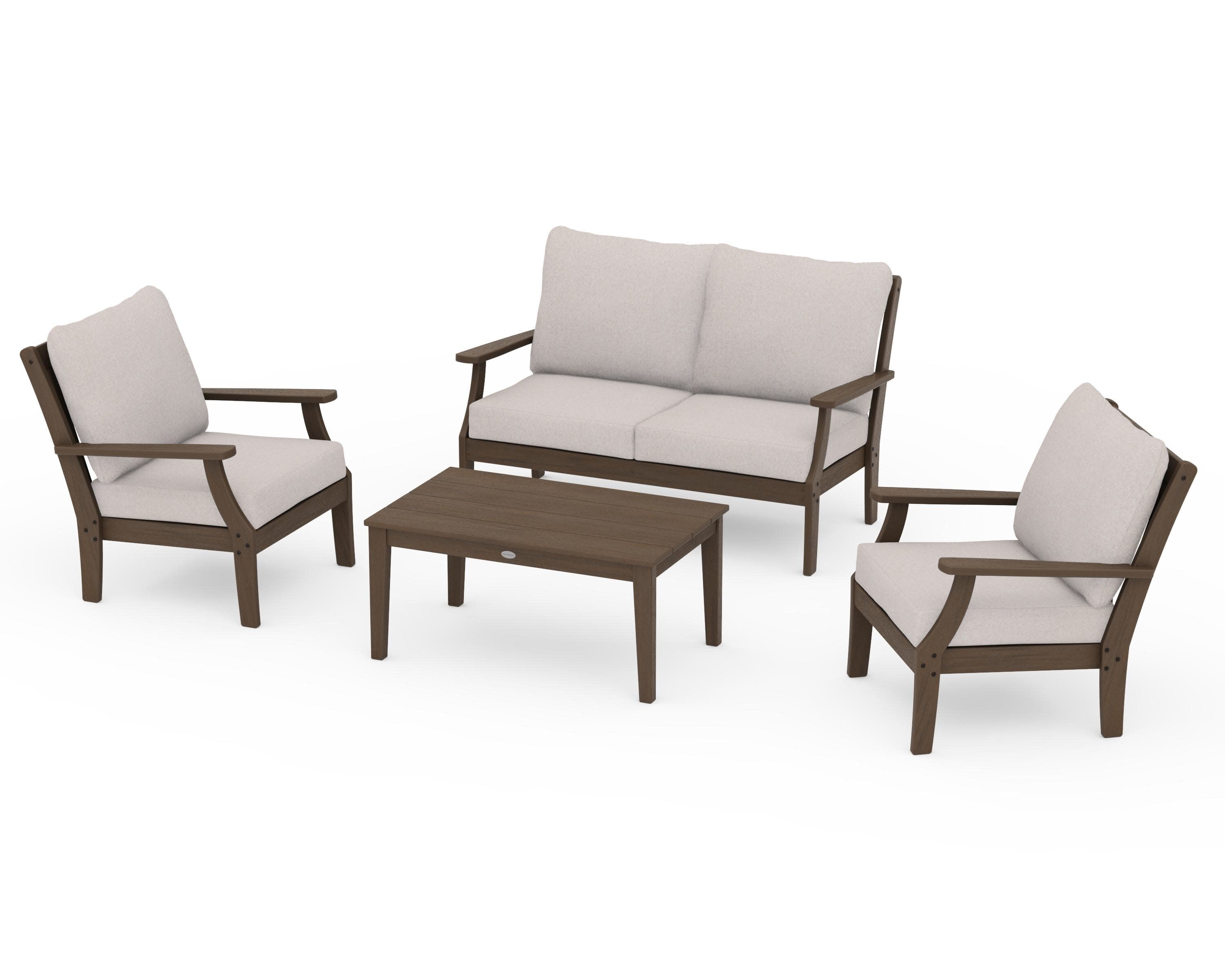 Braxton 4-Piece Deep Seating Chair Set in Kona / Dune Burlap