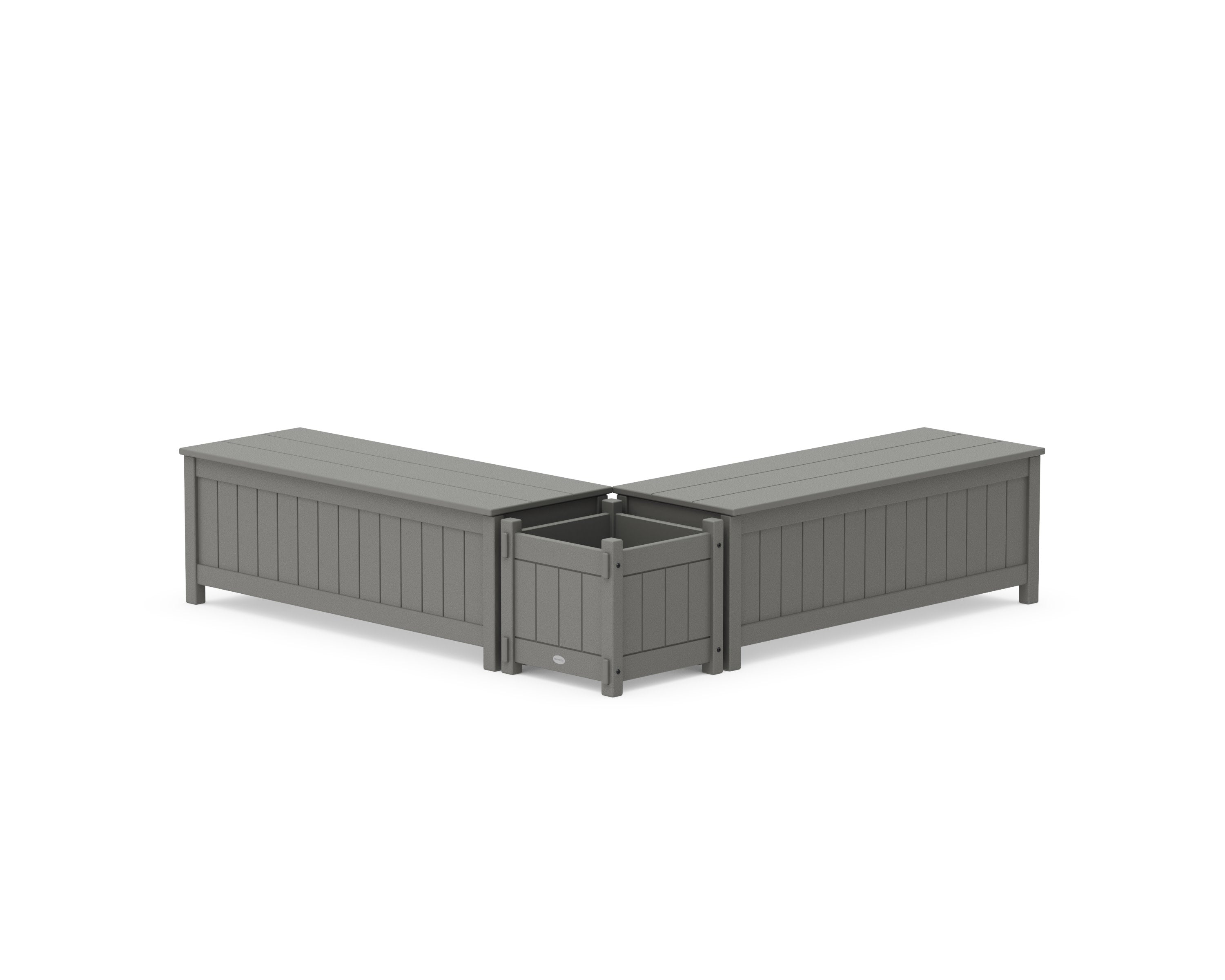 48" Vineyard L- Shaped Planter Storage Bench Set in Slate Grey