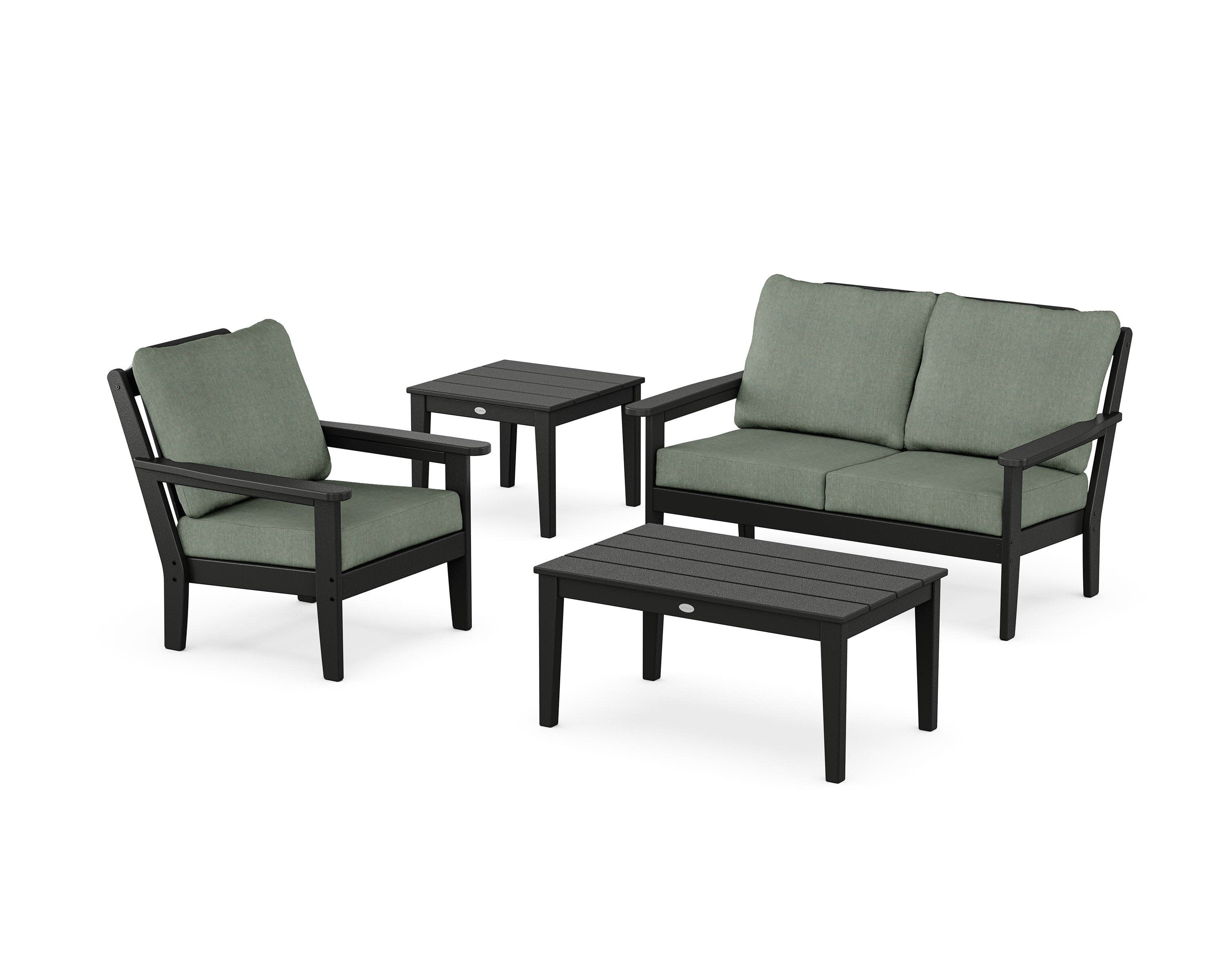 Wovendale 4-Piece Deep Seating Set in Black / Cast Sage