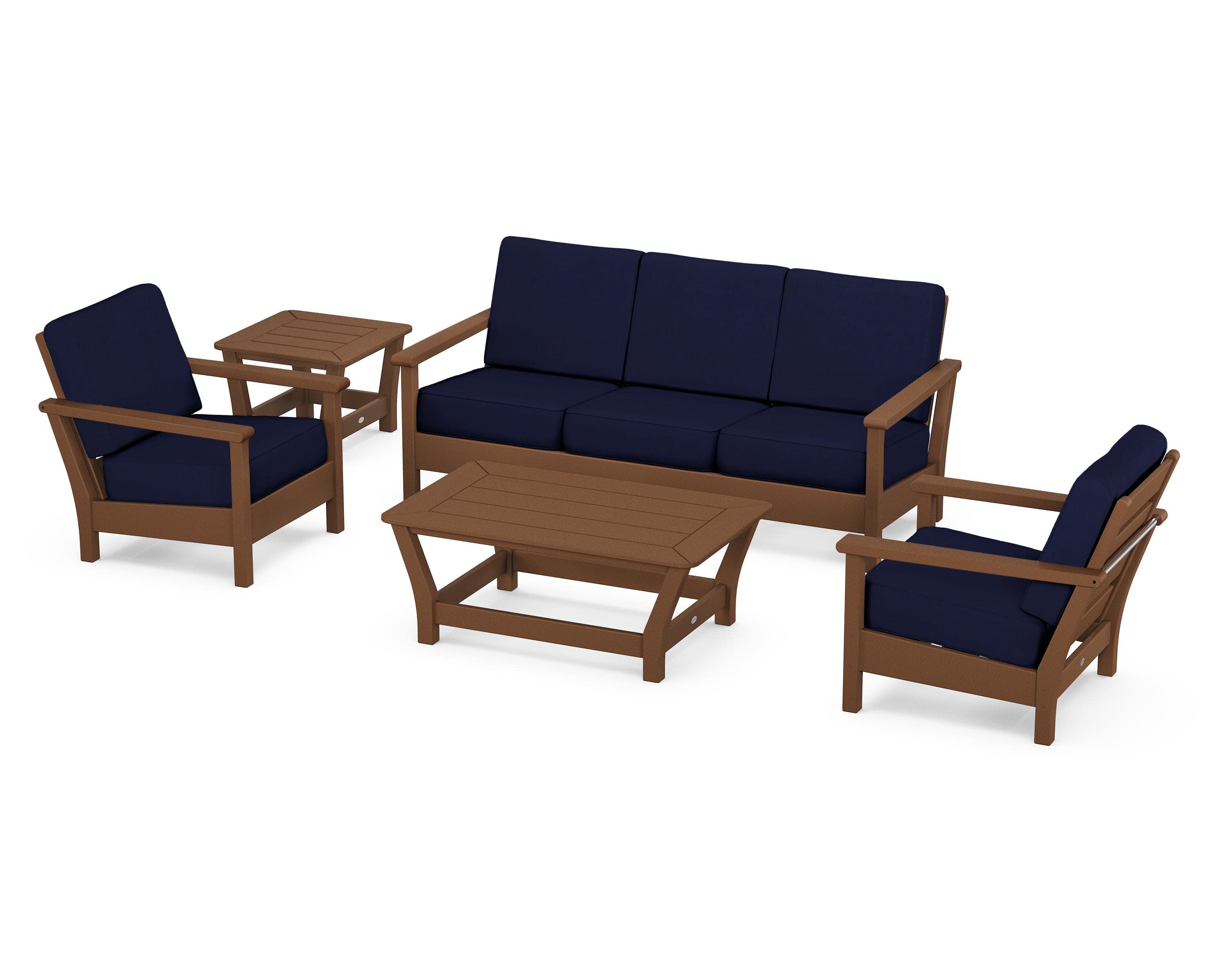 Harbour 5-Piece Deep Seating Set in Teak / Navy