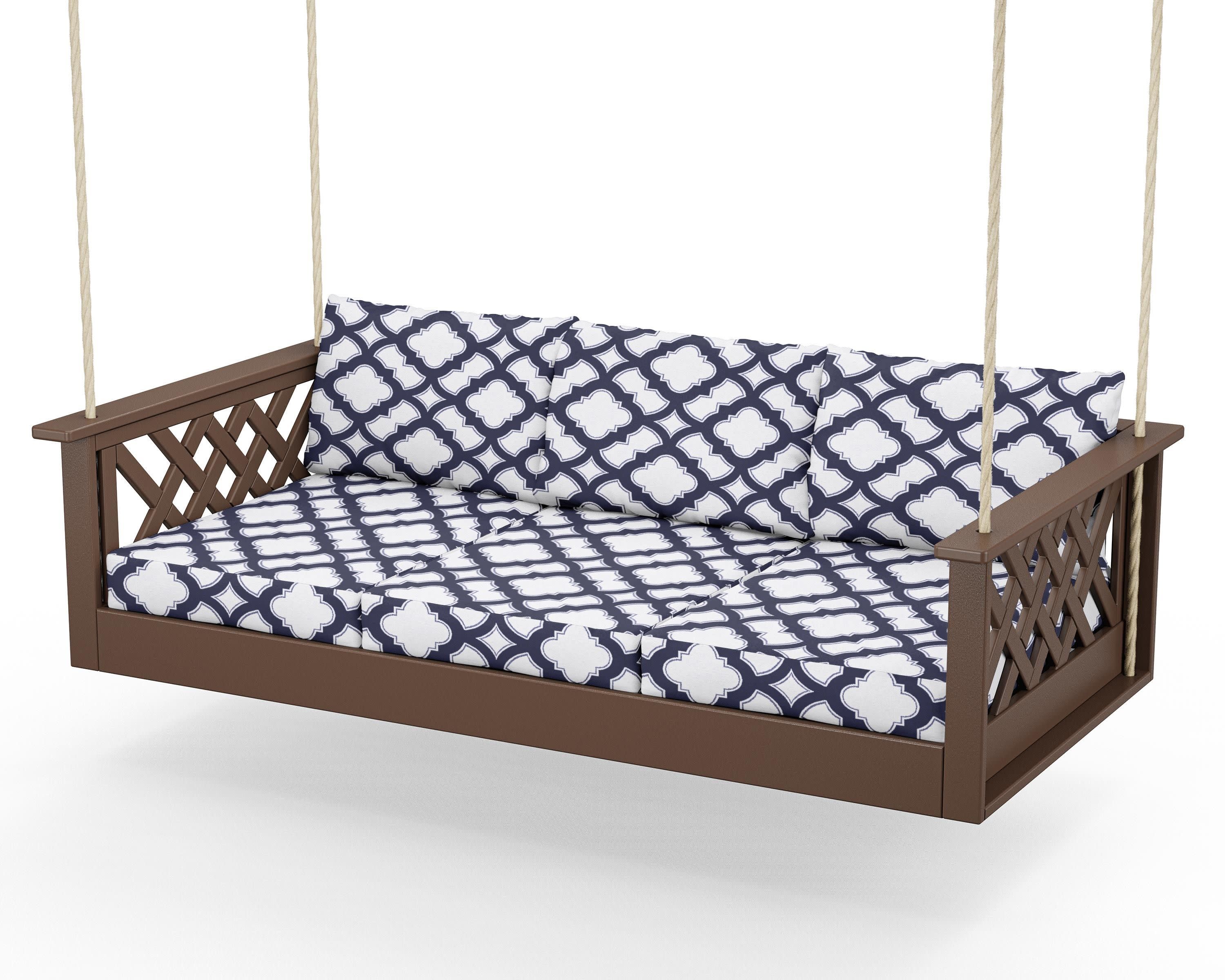 Wovendale Daybed Swing in Mahogany / Trellis Navy