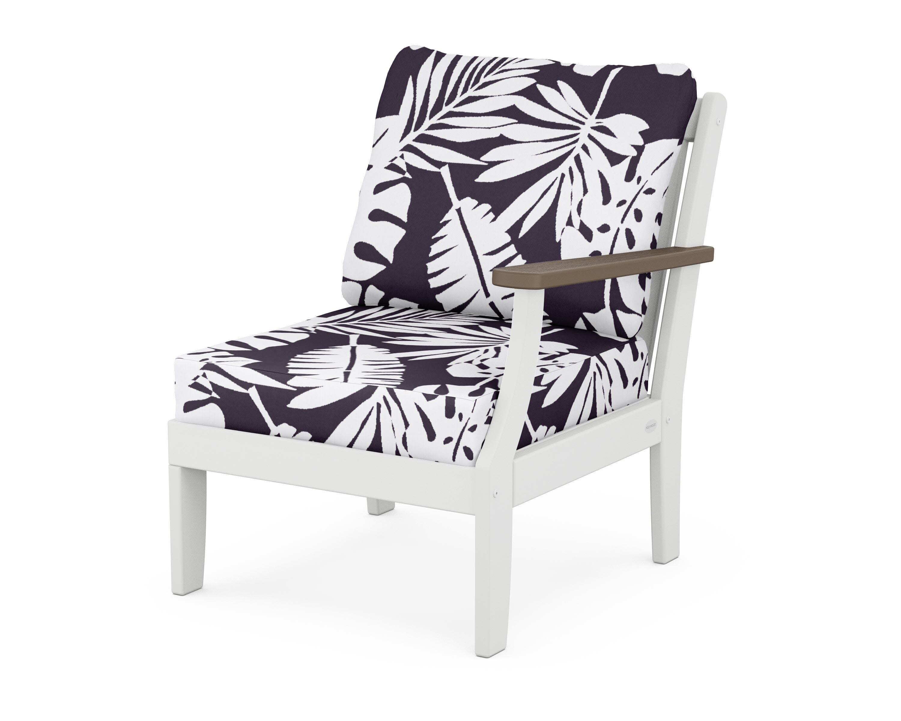 Braxton Modular Right Arm Chair in White / Kona / Leaf Navy