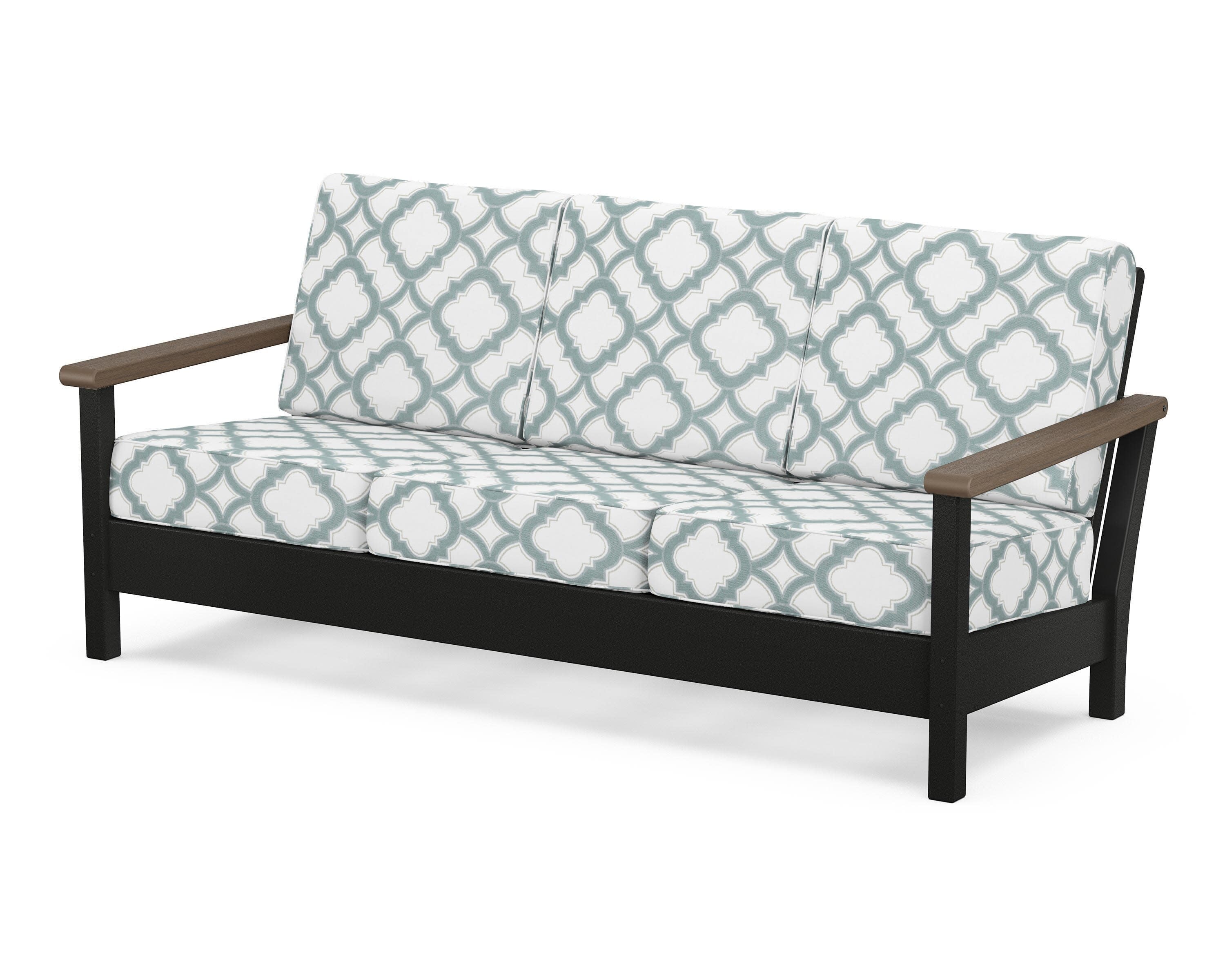 Harbour Deep Seating Sofa in Black / Kona / Trellis Glacier Spa