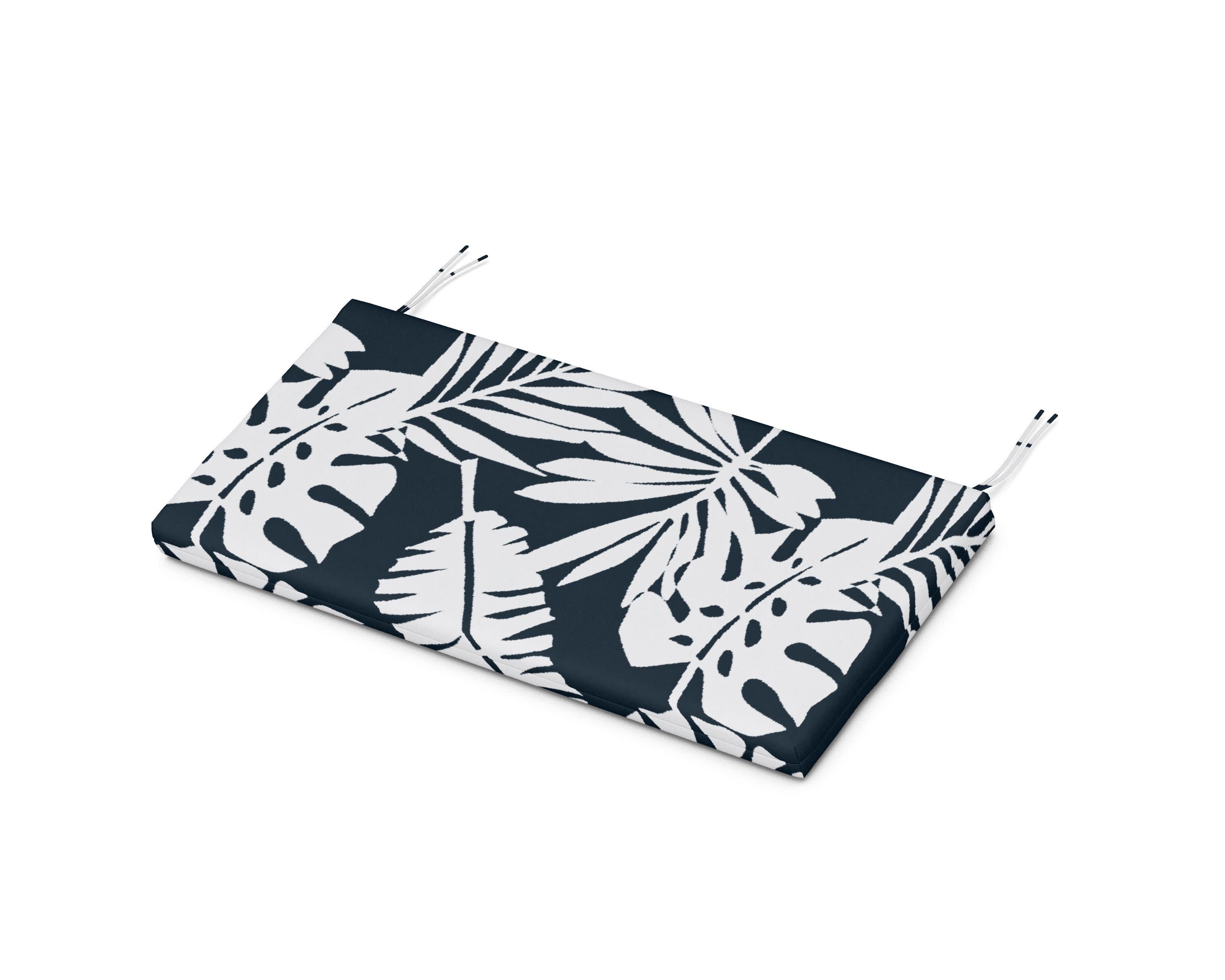 Kids Bench Seat Pad in Leaf Marine Indigo