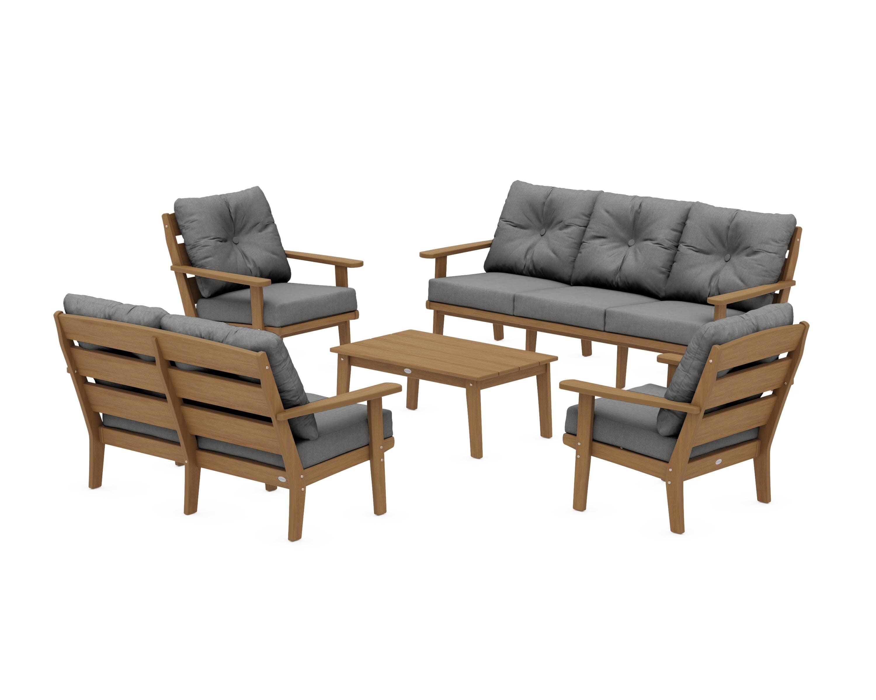 Lakeside 5-Piece Lounge Sofa Set in Natural / Spectrum Carbon