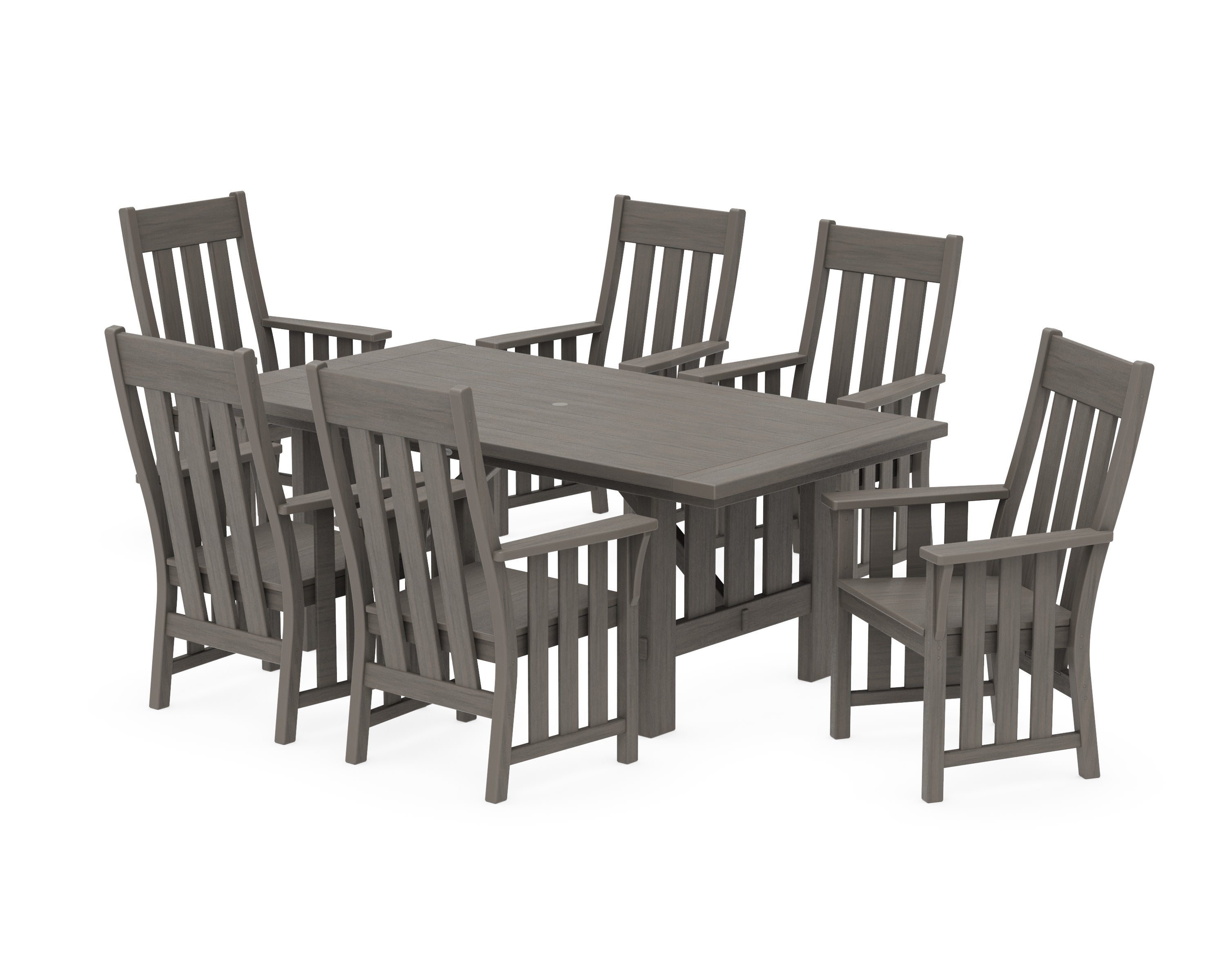 Acadia Arm Chair 7-Piece Dining Set in Driftwood