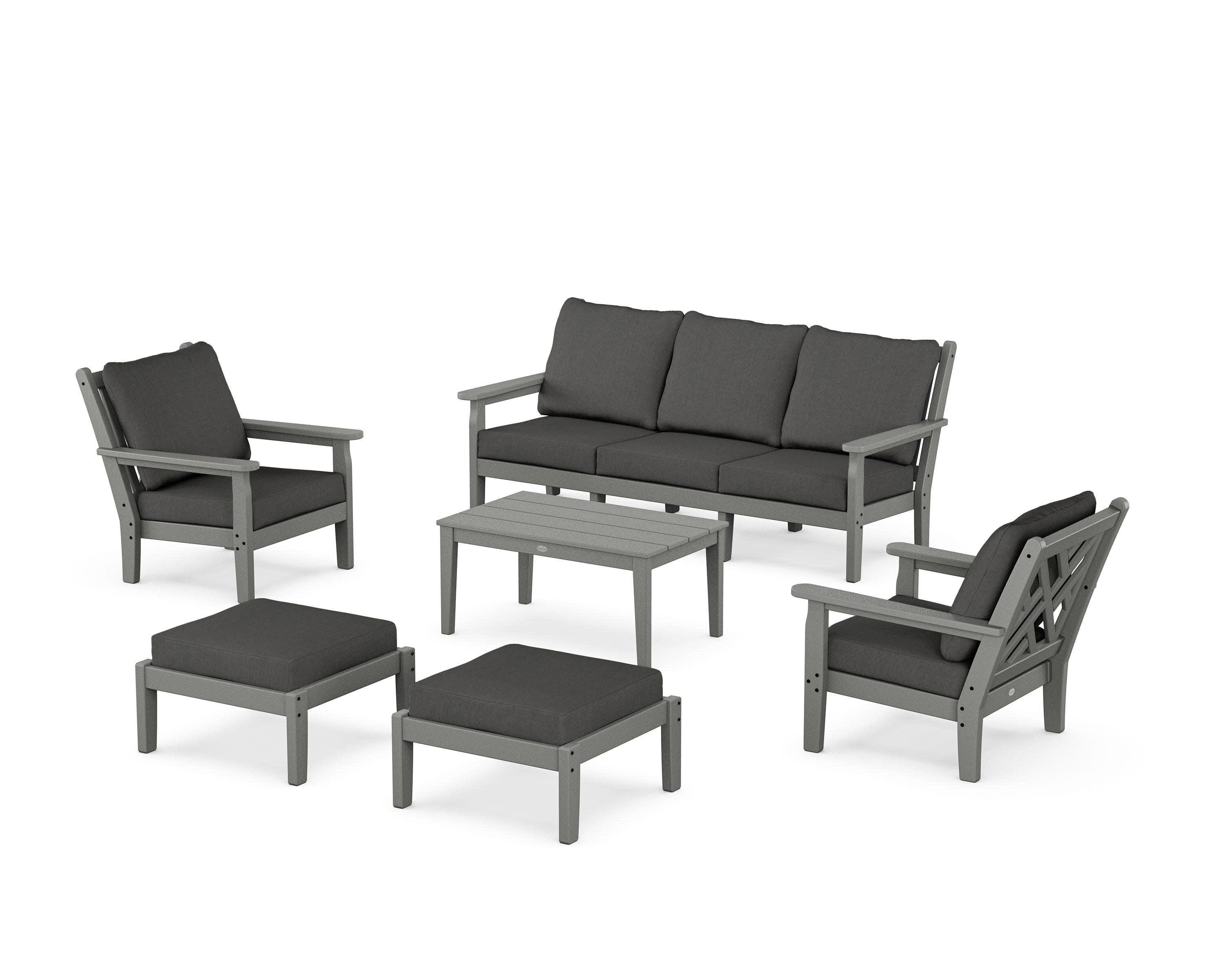 Chippendale 6-Piece Lounge Sofa Set in Slate Grey / Spectrum Carbon